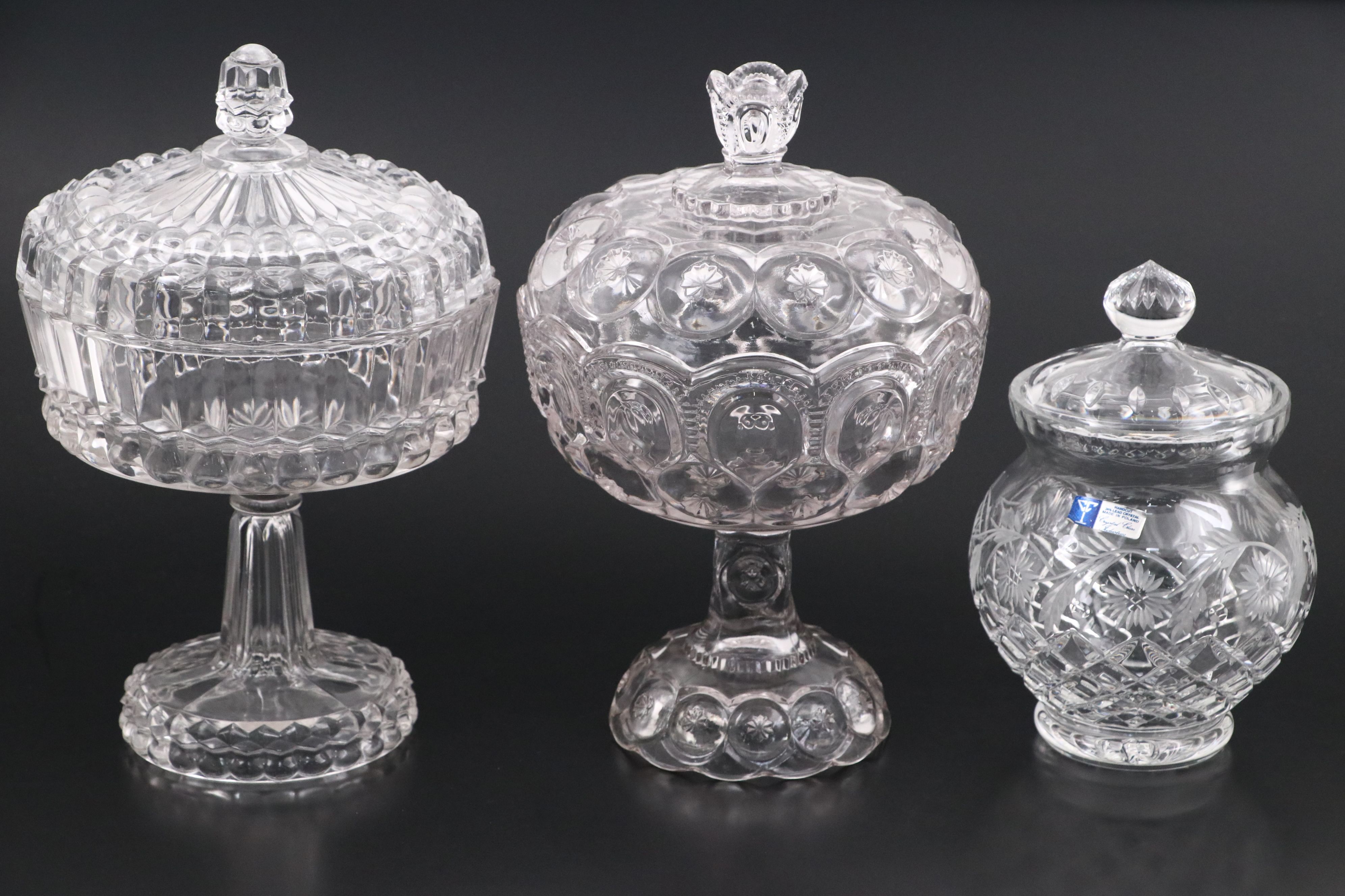 Bryce Bros. EAPG "Pittsburg" with "Moon & Stars" Covered Compote and Other Jar