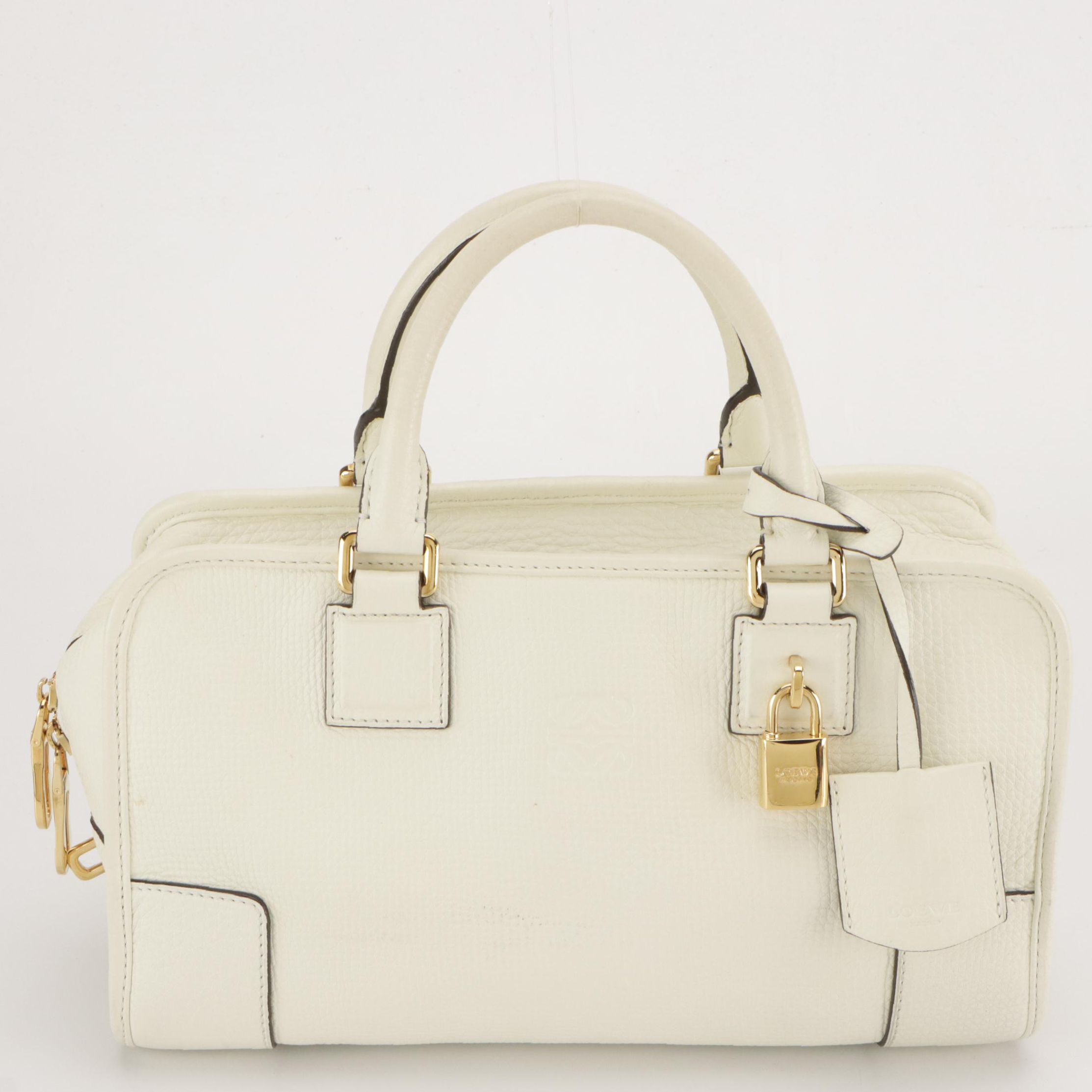 Loewe Anagram Amazona Handbag in White Grain Leather