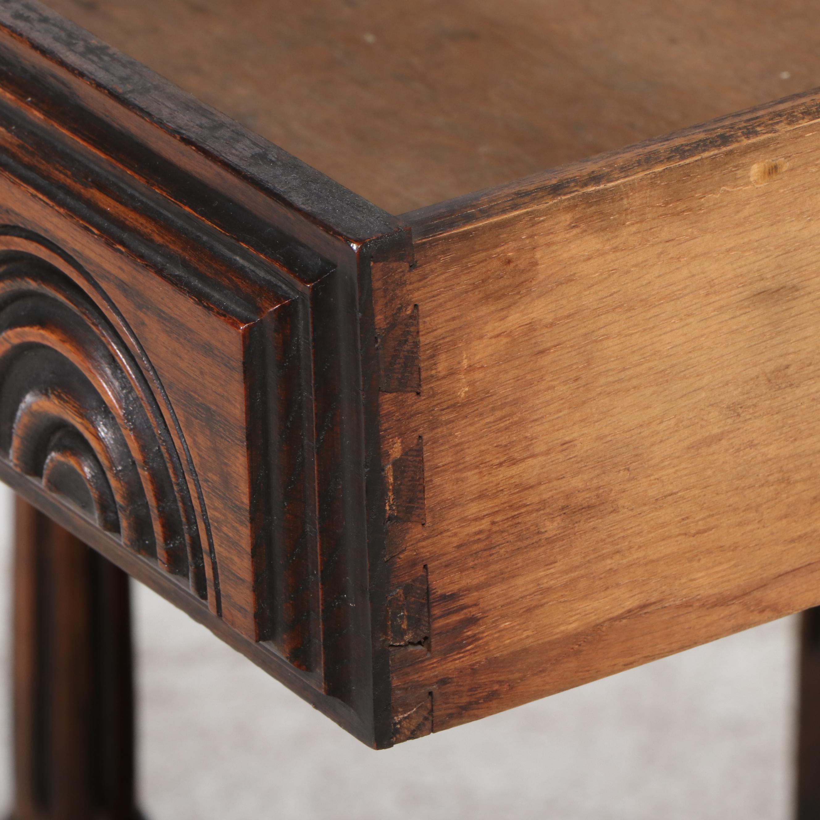 Tudor Style Oak Hall Table, 20th Century