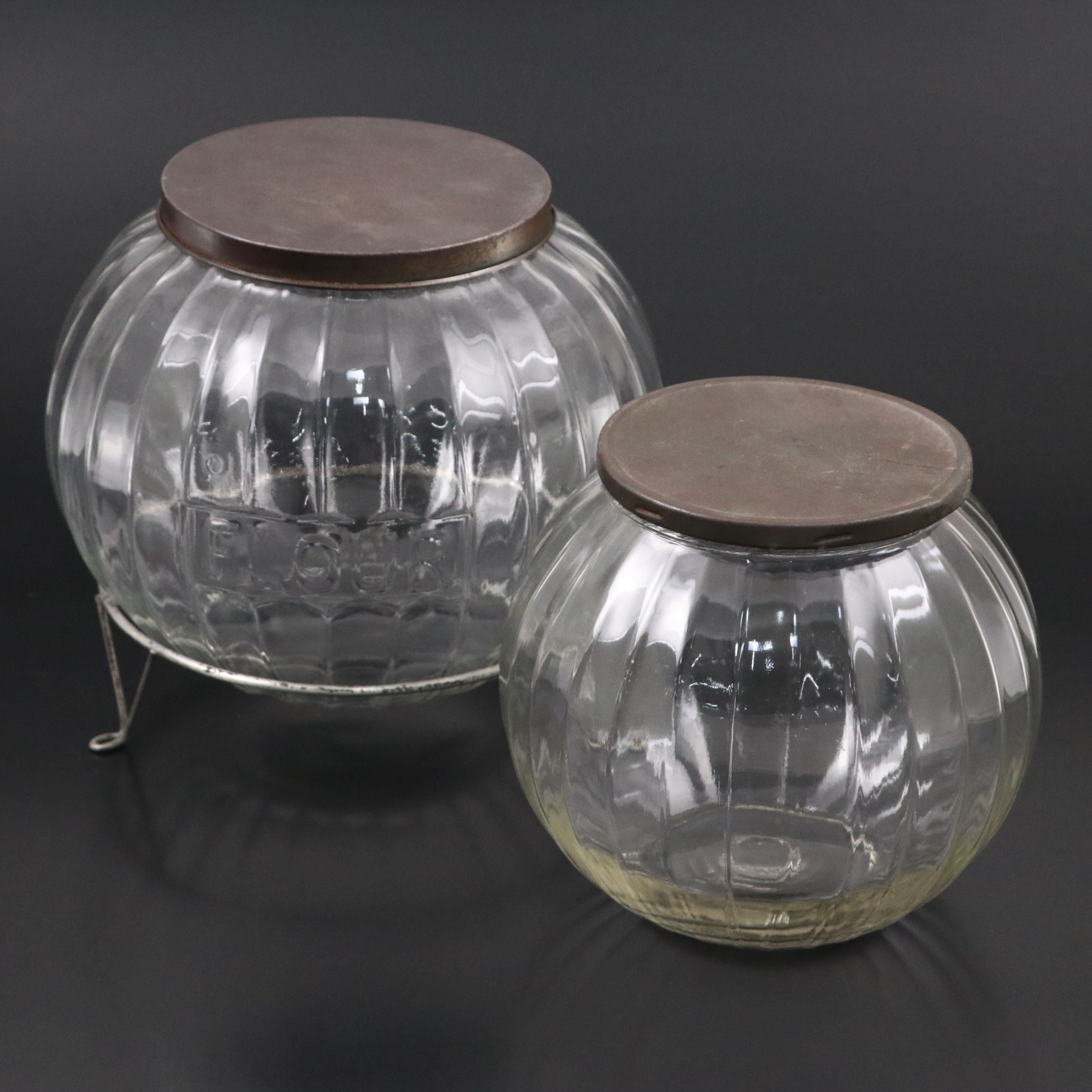 Art Deco Style Hoosier Cabinet Ball Glass Flour and Other Canister, 1920s