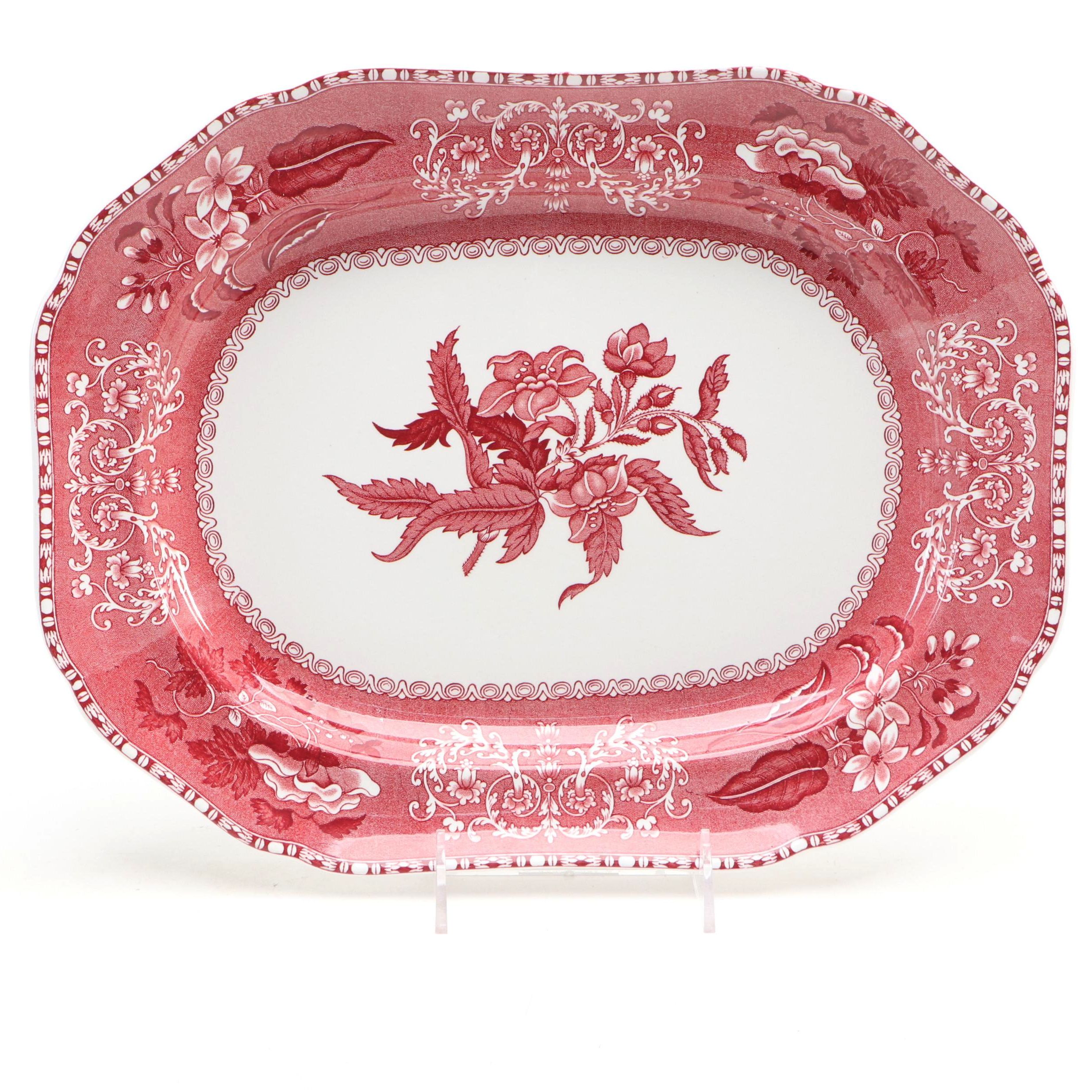 Spode "Pink Camilla" Ceramic Platter, 20th Century