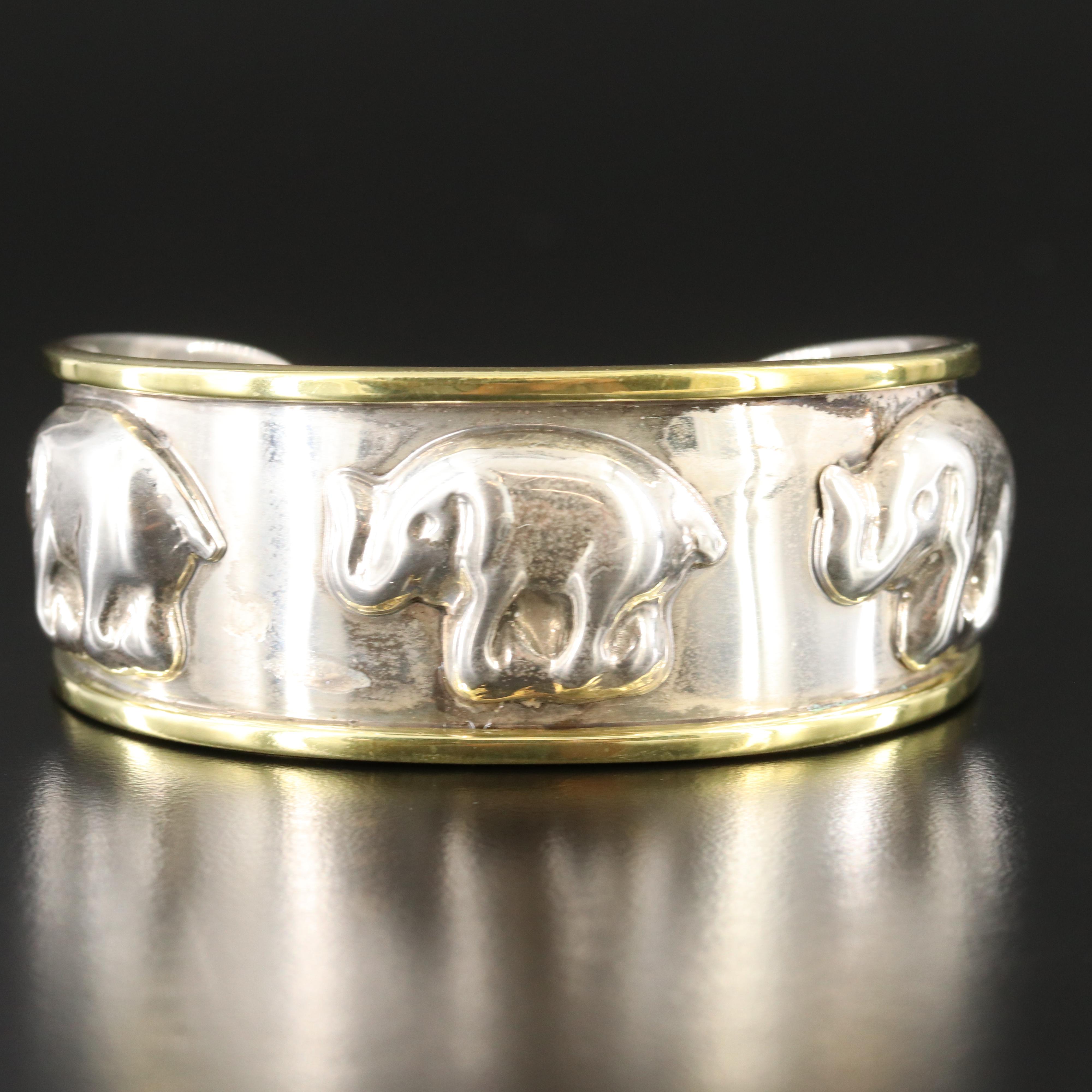 Mexican Sterling Elephant Cuff