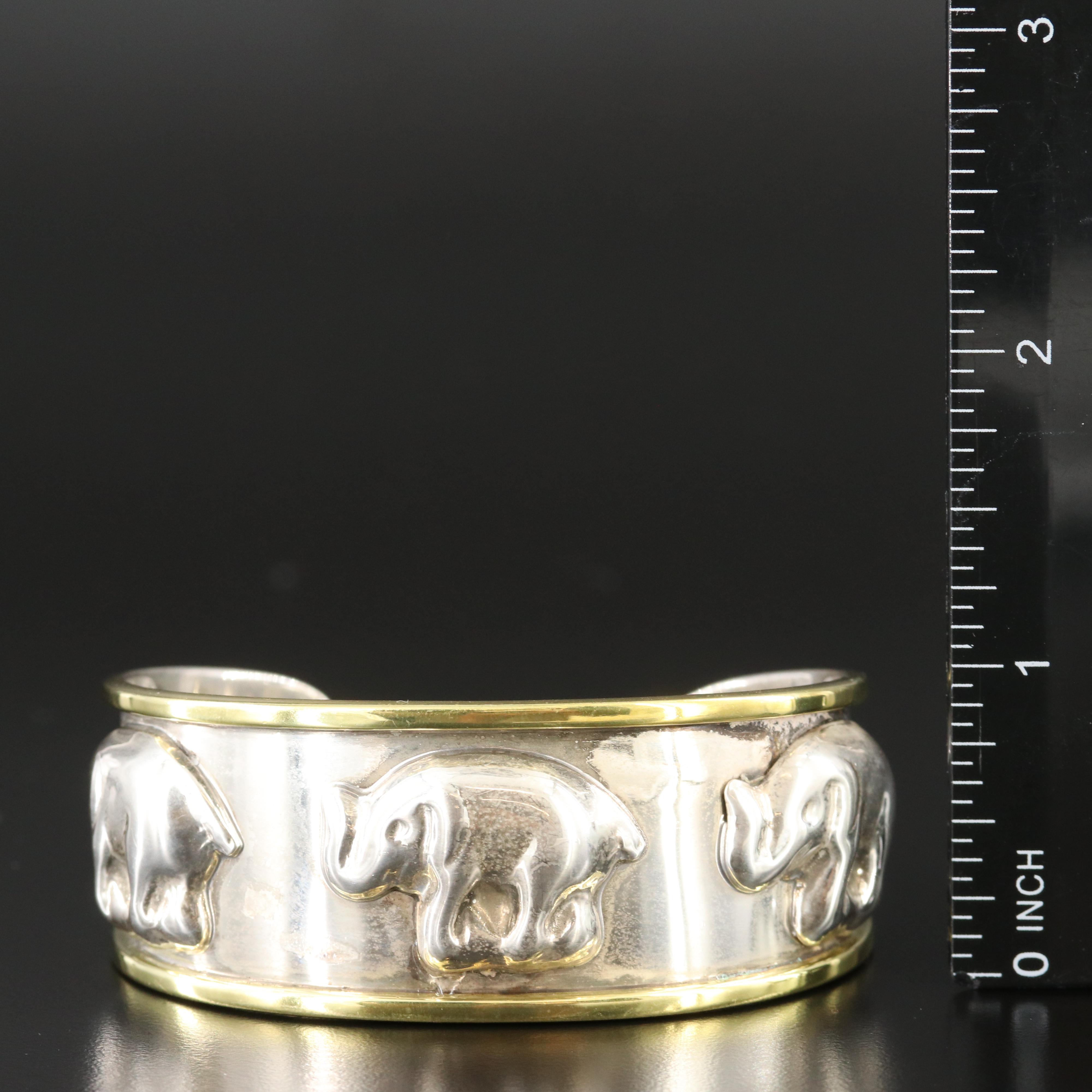 Mexican Sterling Elephant Cuff