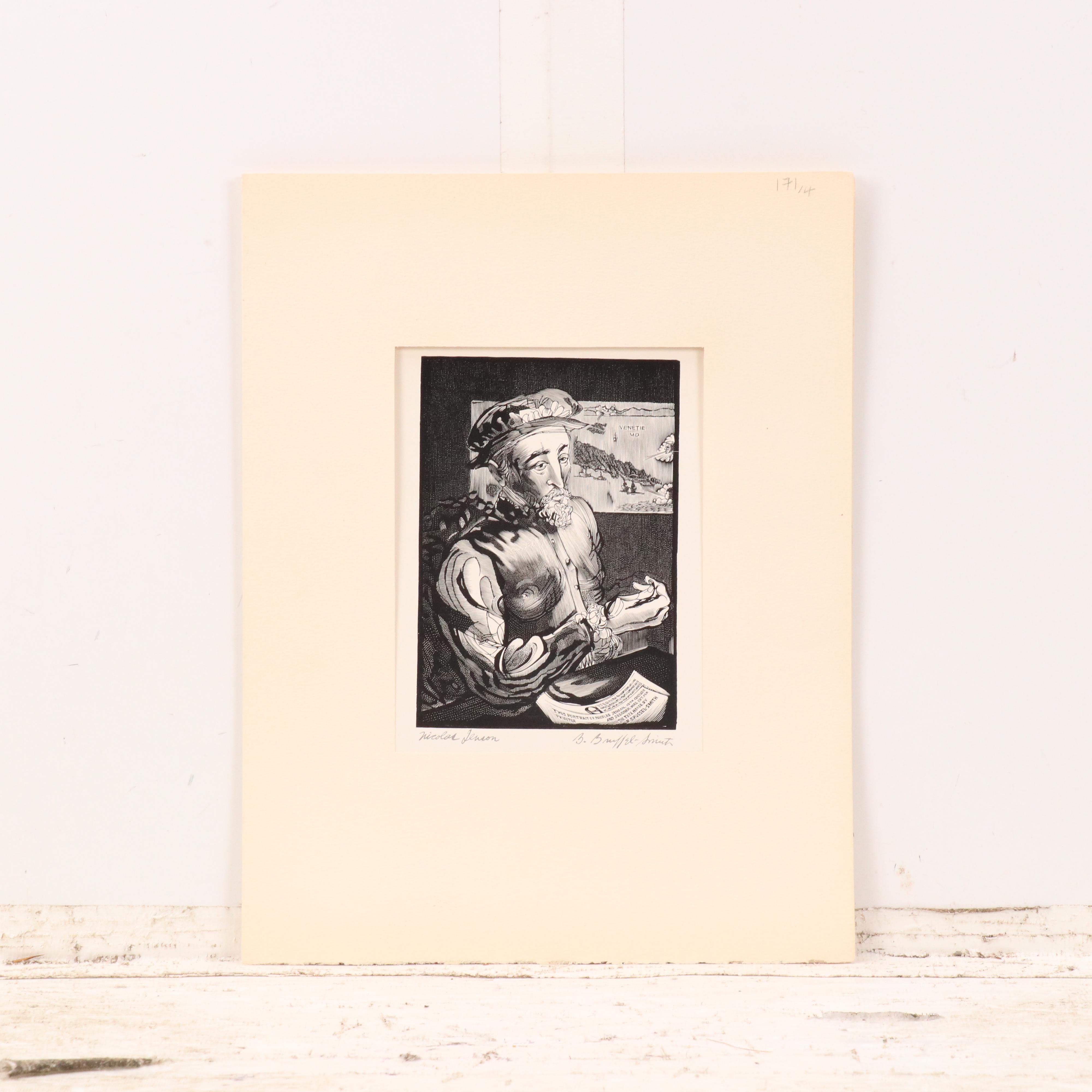 Woodcuts After Brussel-Smith "Nicholas Jenson" and "Rudolph Koch," Late 20th C.