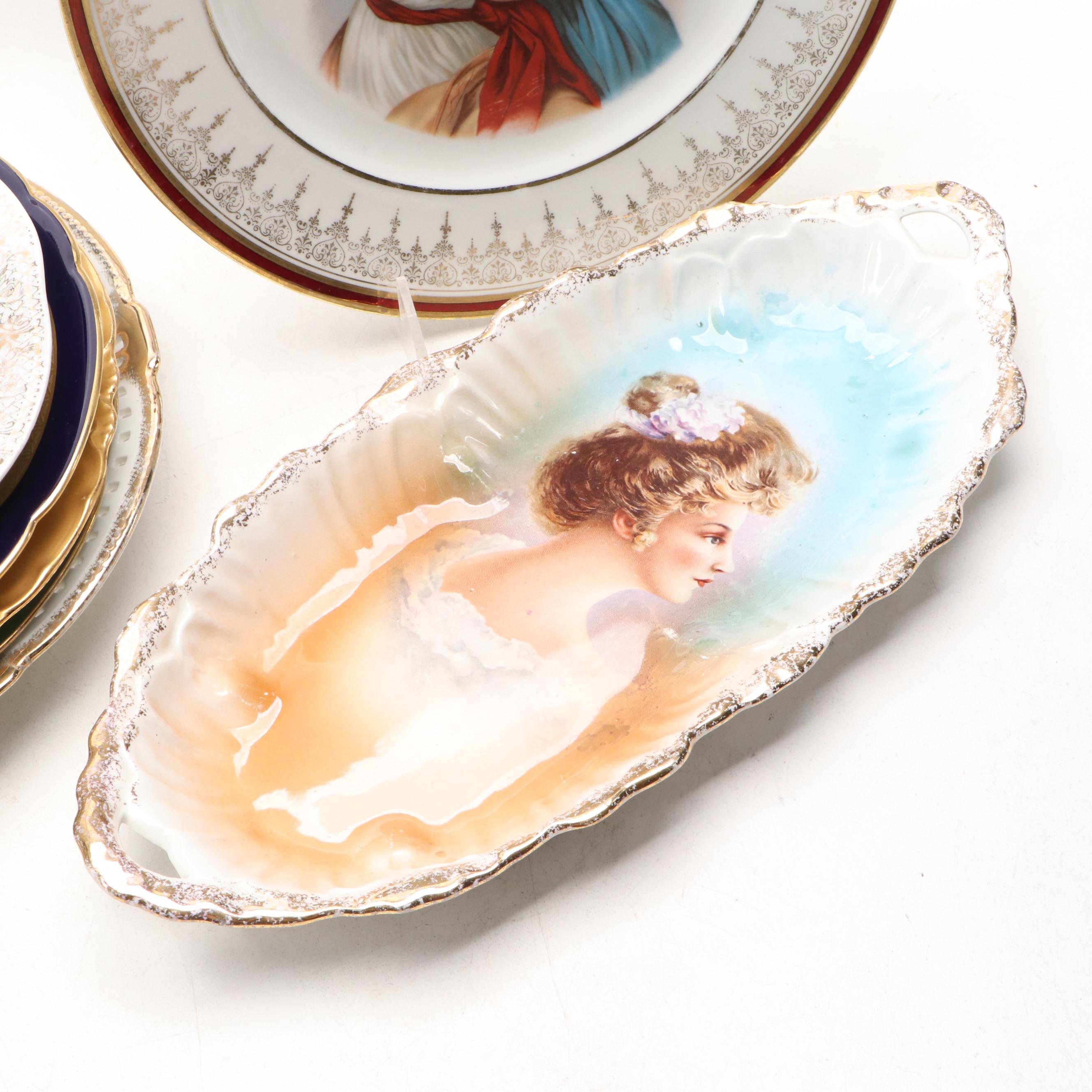 Victorian Hutschenreuther Porcelain Plate and More Decorative Porcelain Décor