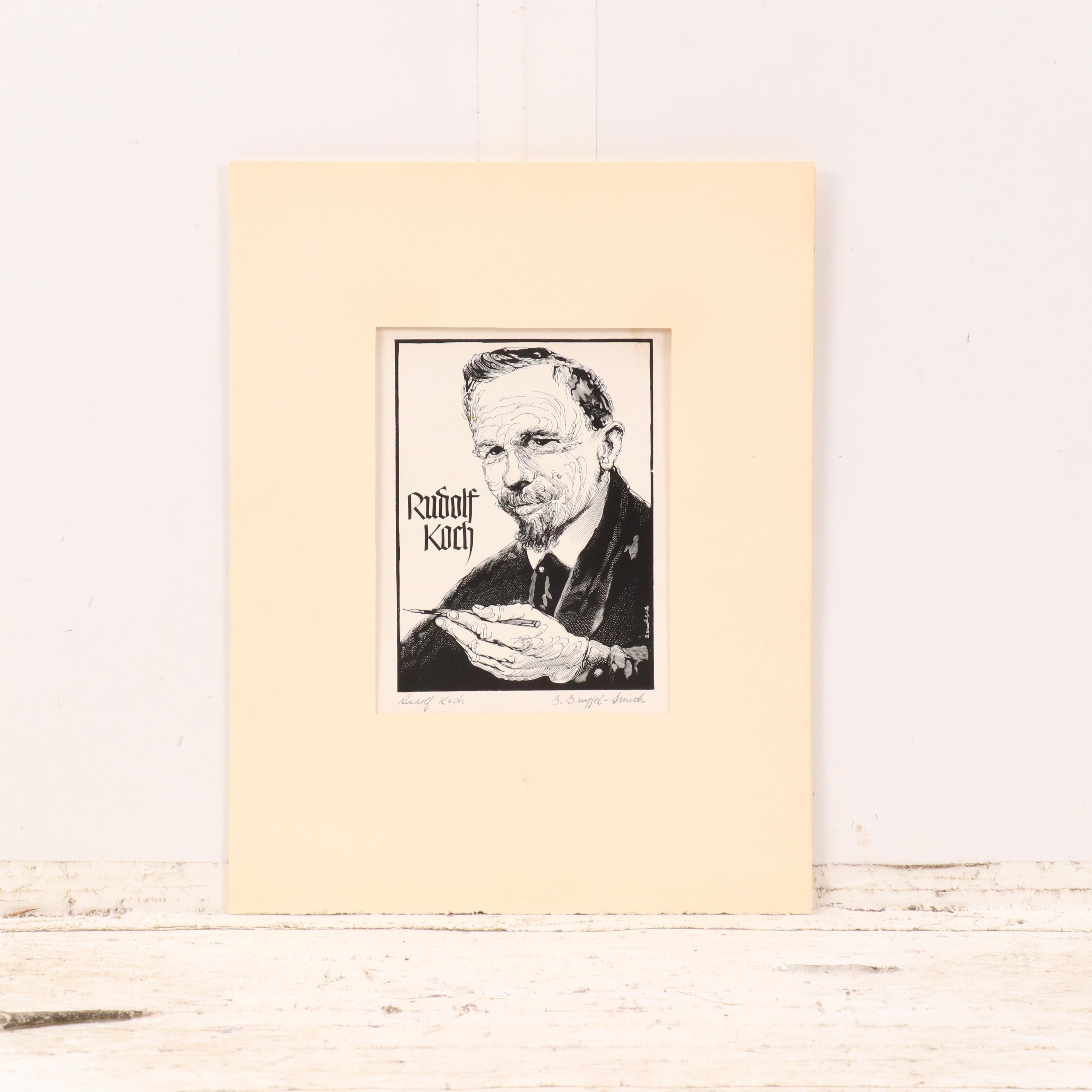 Woodcuts After Brussel-Smith "Nicholas Jenson" and "Rudolph Koch," Late 20th C.