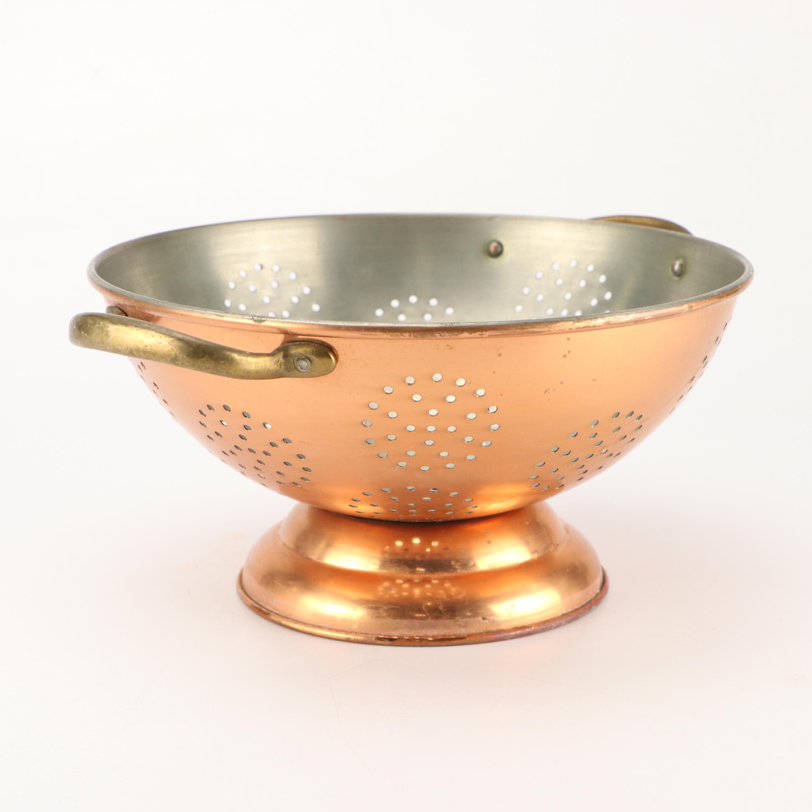 Copper Lined Pot and Colander