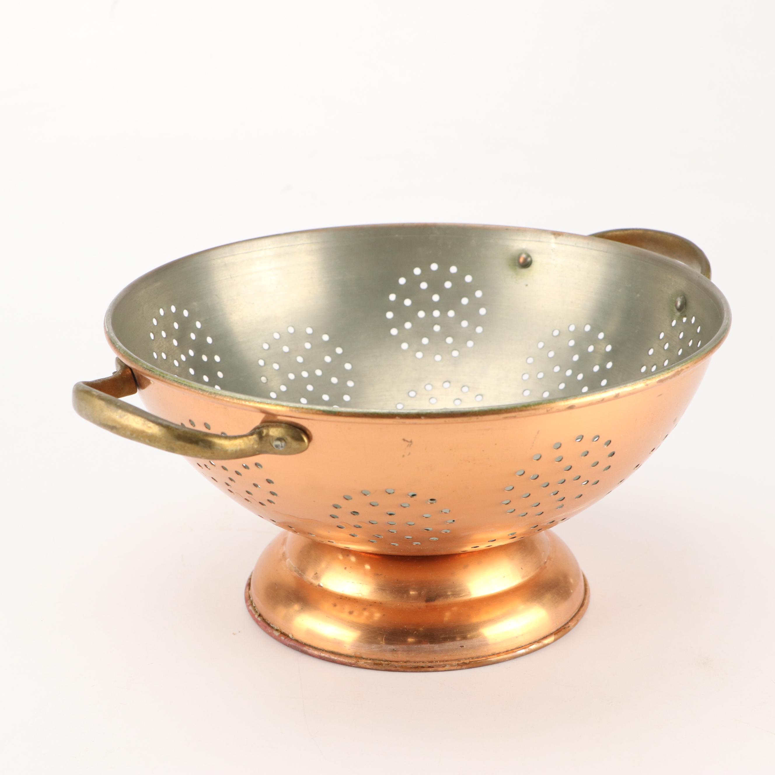 Copper Lined Pot and Colander