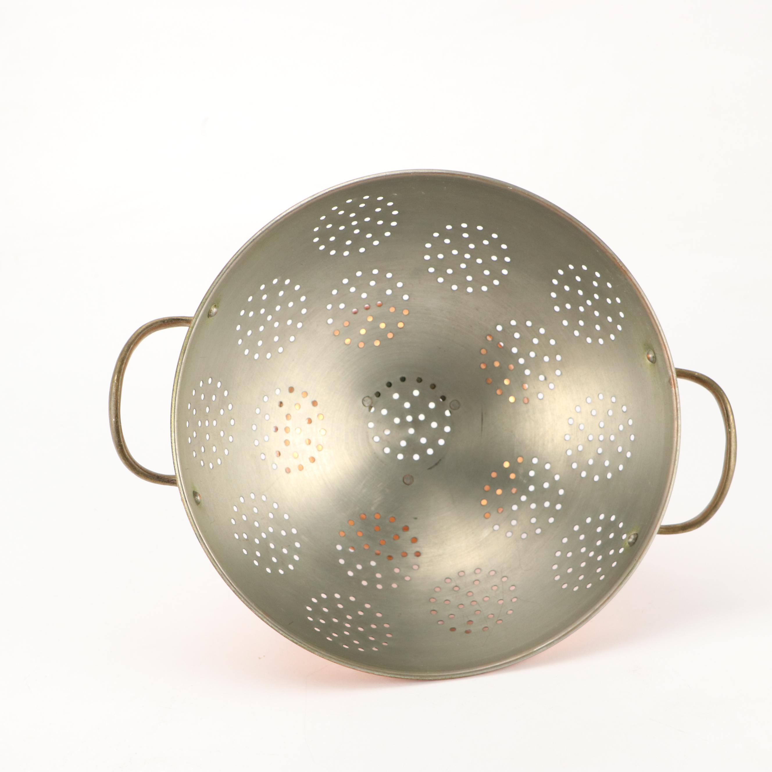 Copper Lined Pot and Colander