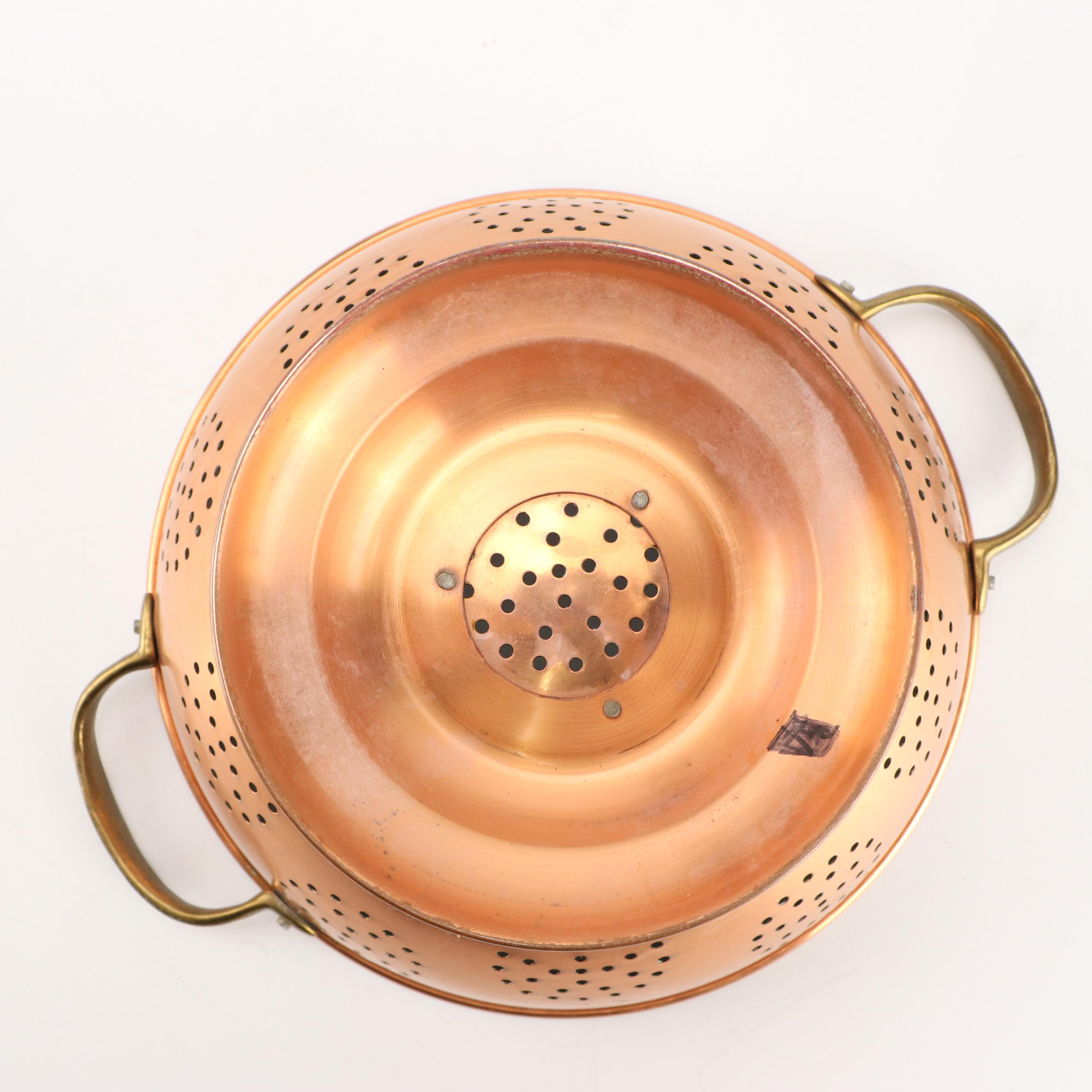 Copper Lined Pot and Colander