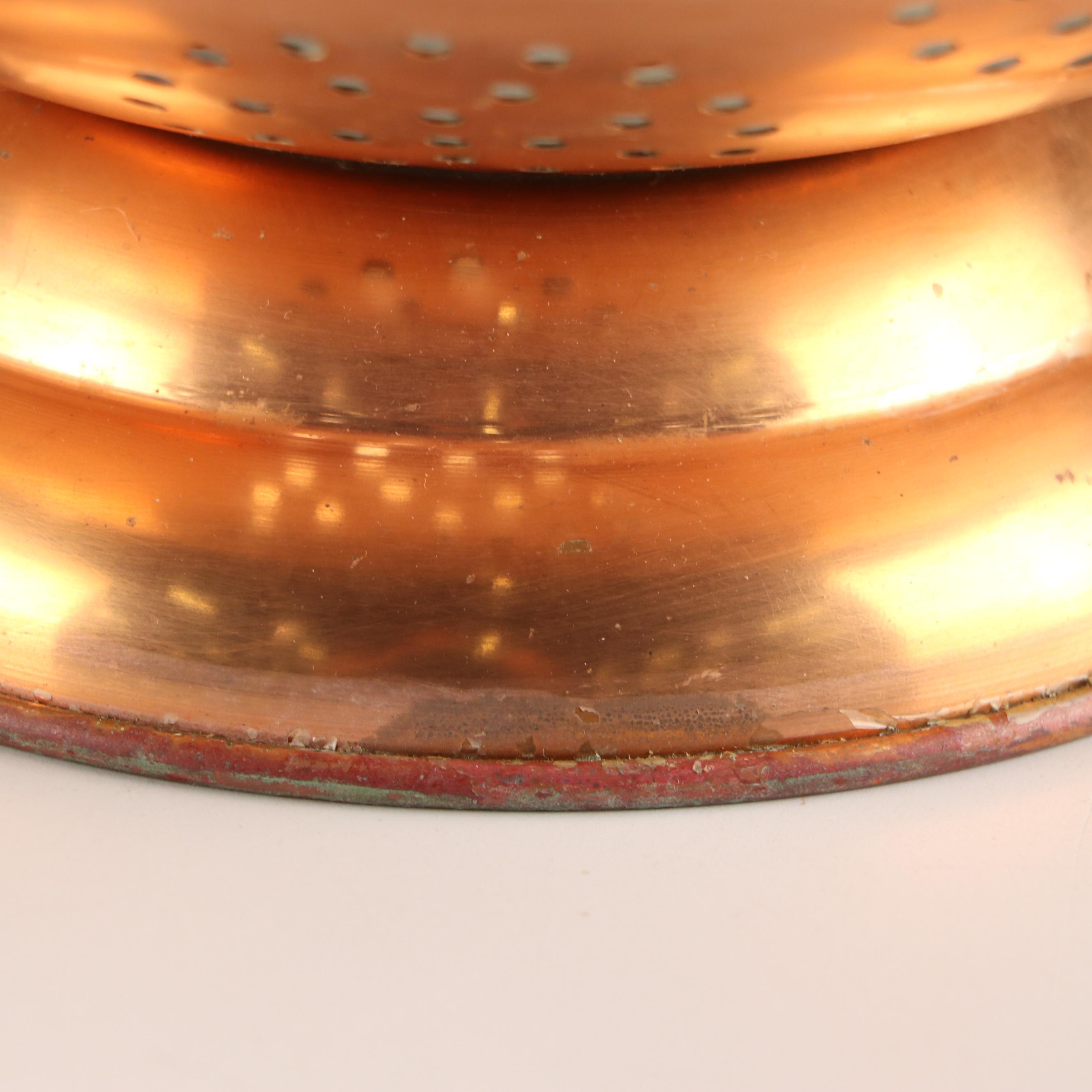 Copper Lined Pot and Colander