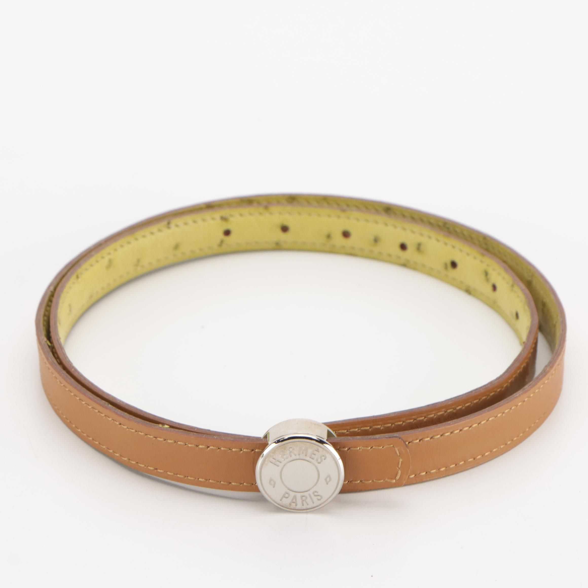 Hermès Reversible Leather Clou de Selle Belt in Ostrich and Calf Leather