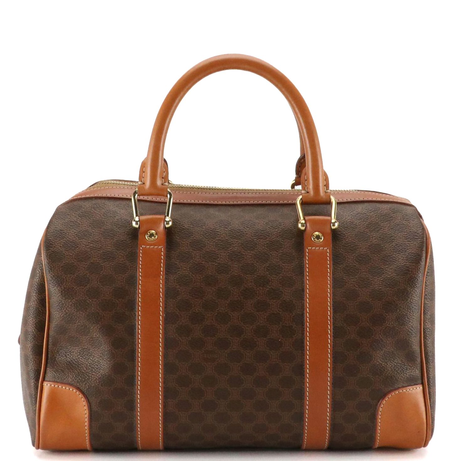 Celine Boston Bag in Macadam Canvas and Leather Trim