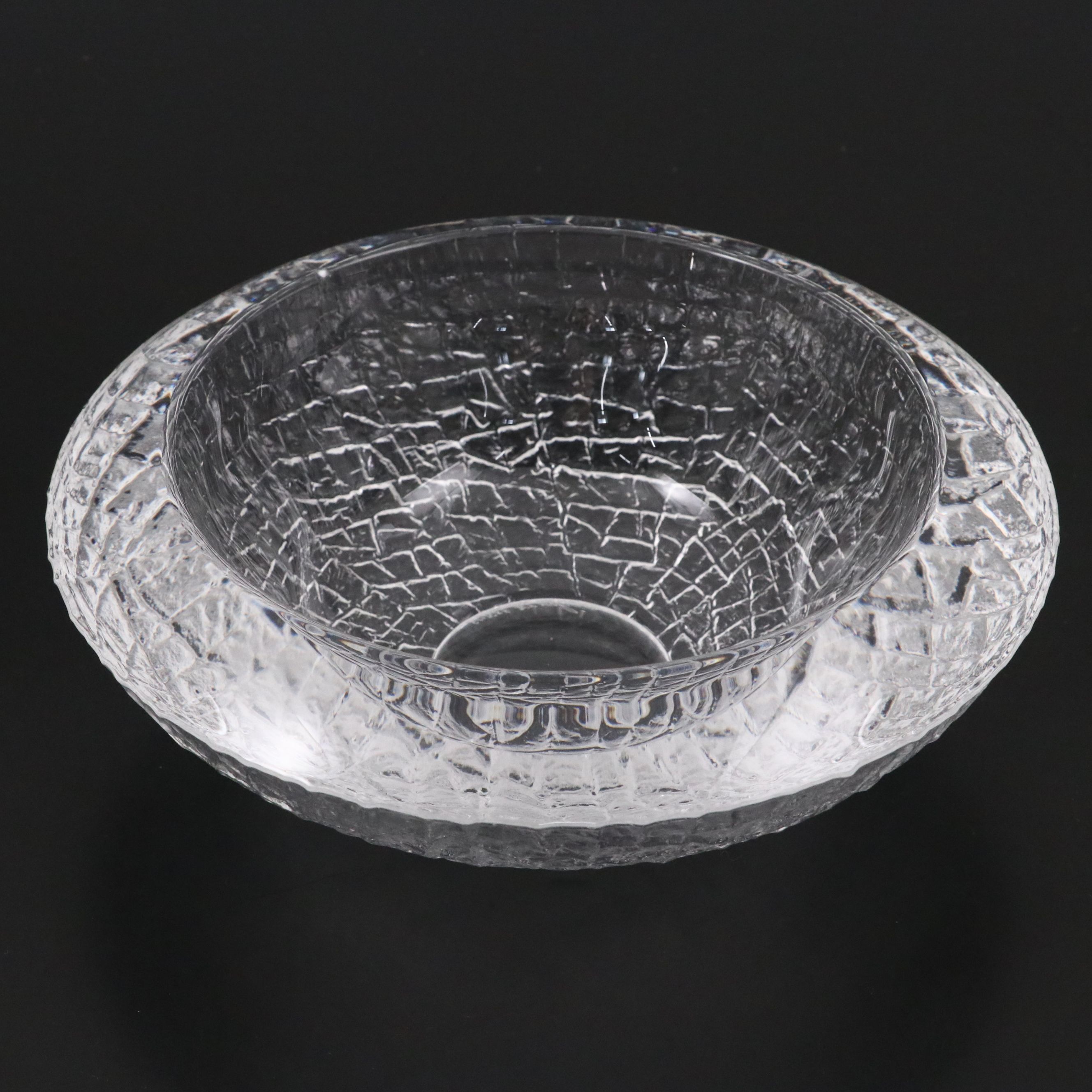 Orrefors "Discus" Crystal Bowl and Votive Candle Holder
