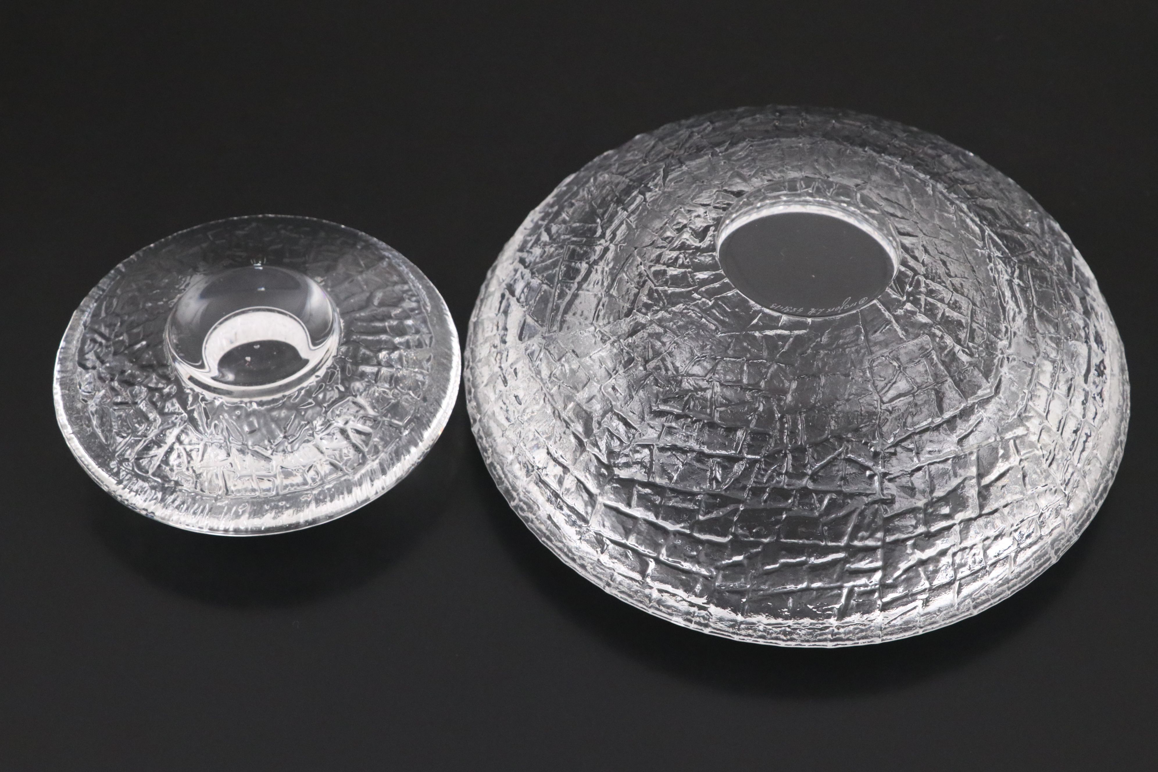 Orrefors "Discus" Crystal Bowl and Votive Candle Holder
