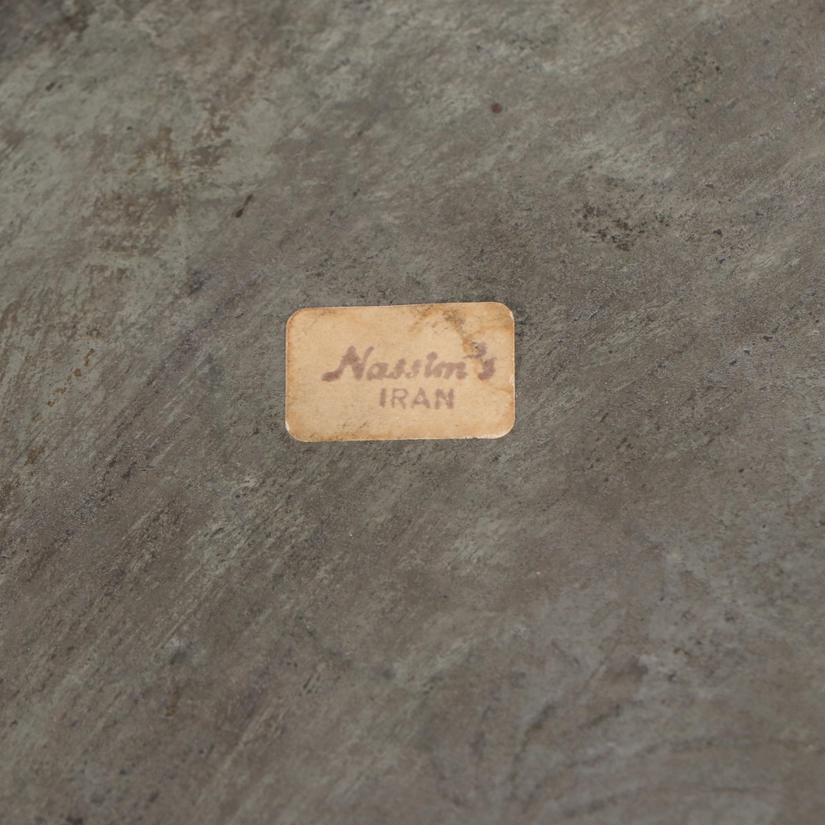 Persian Chased Metal Tray on Lacquered Brass Table Base