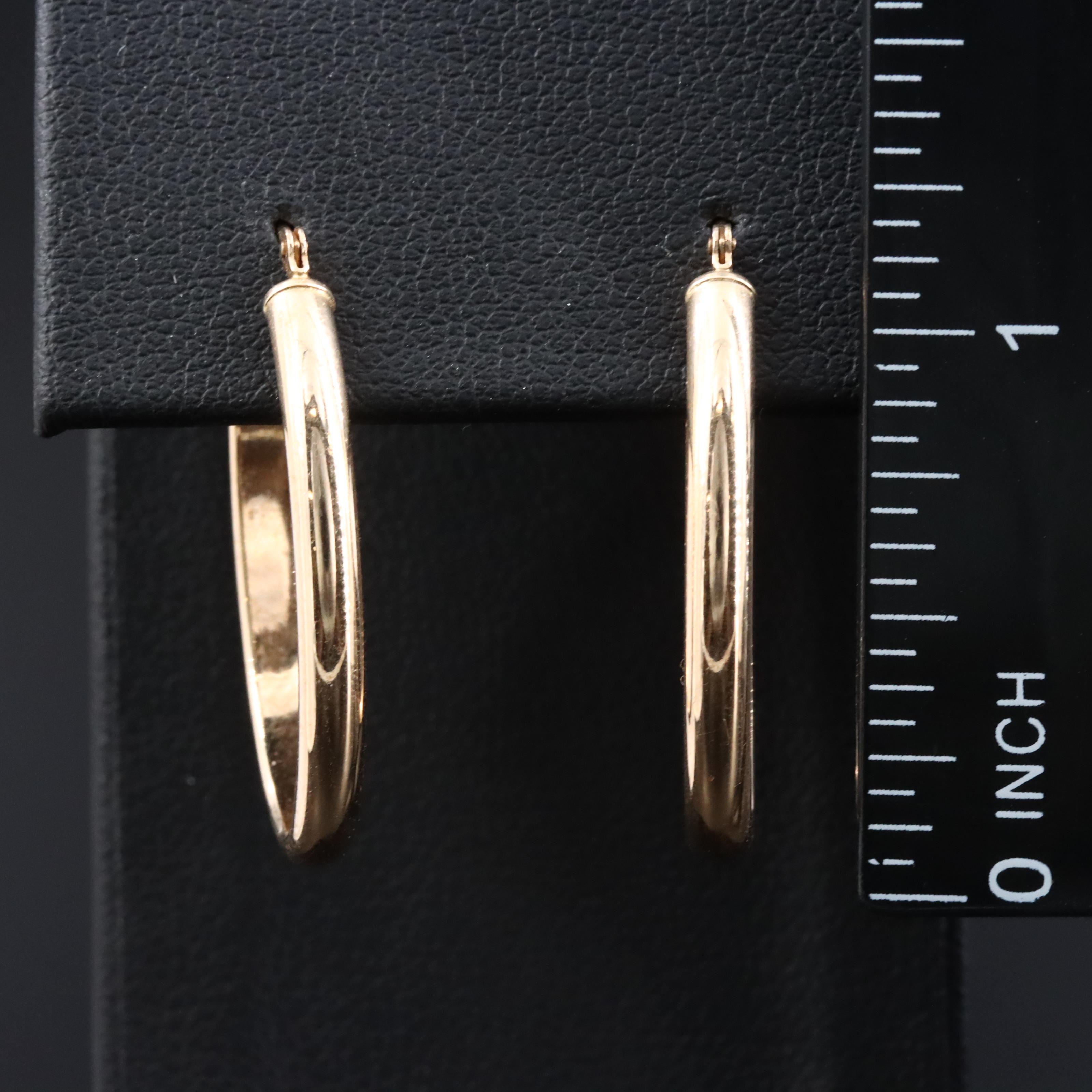 14K Elongated Hoops