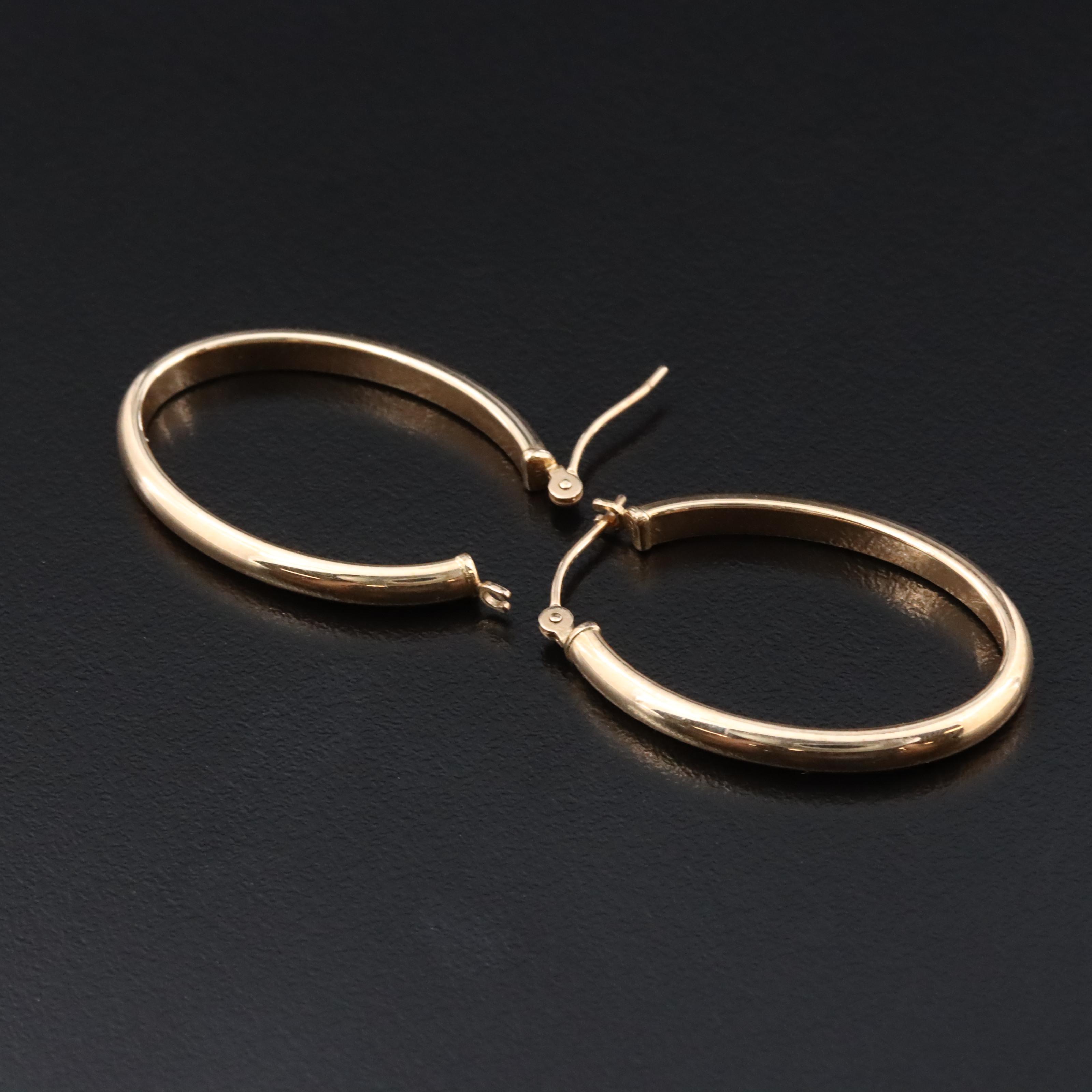14K Elongated Hoops
