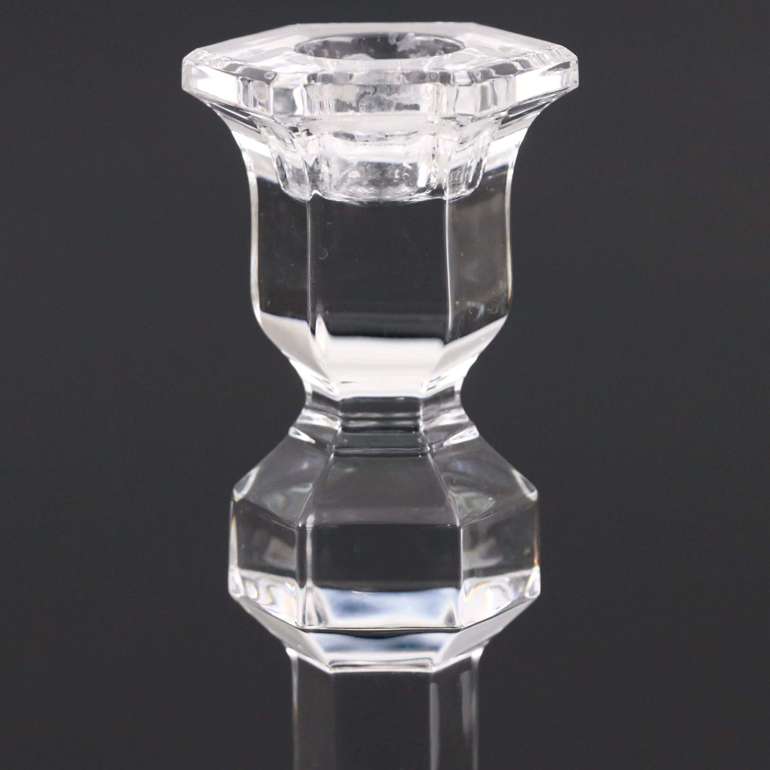 Orrefors "Marin" Crystal Bowl with Val St. Lambert "Gardenia" Candlestick Pair