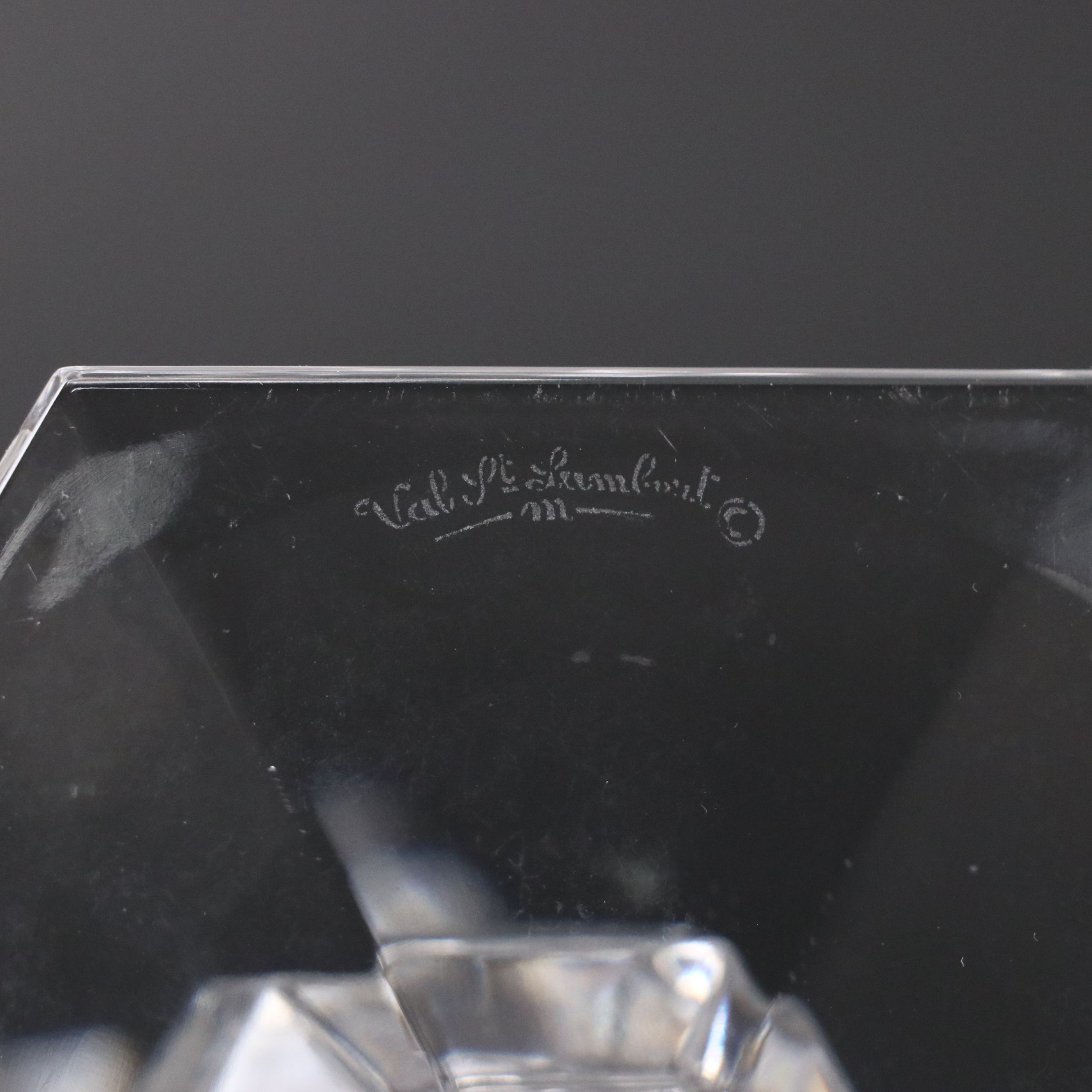 Orrefors "Marin" Crystal Bowl with Val St. Lambert "Gardenia" Candlestick Pair