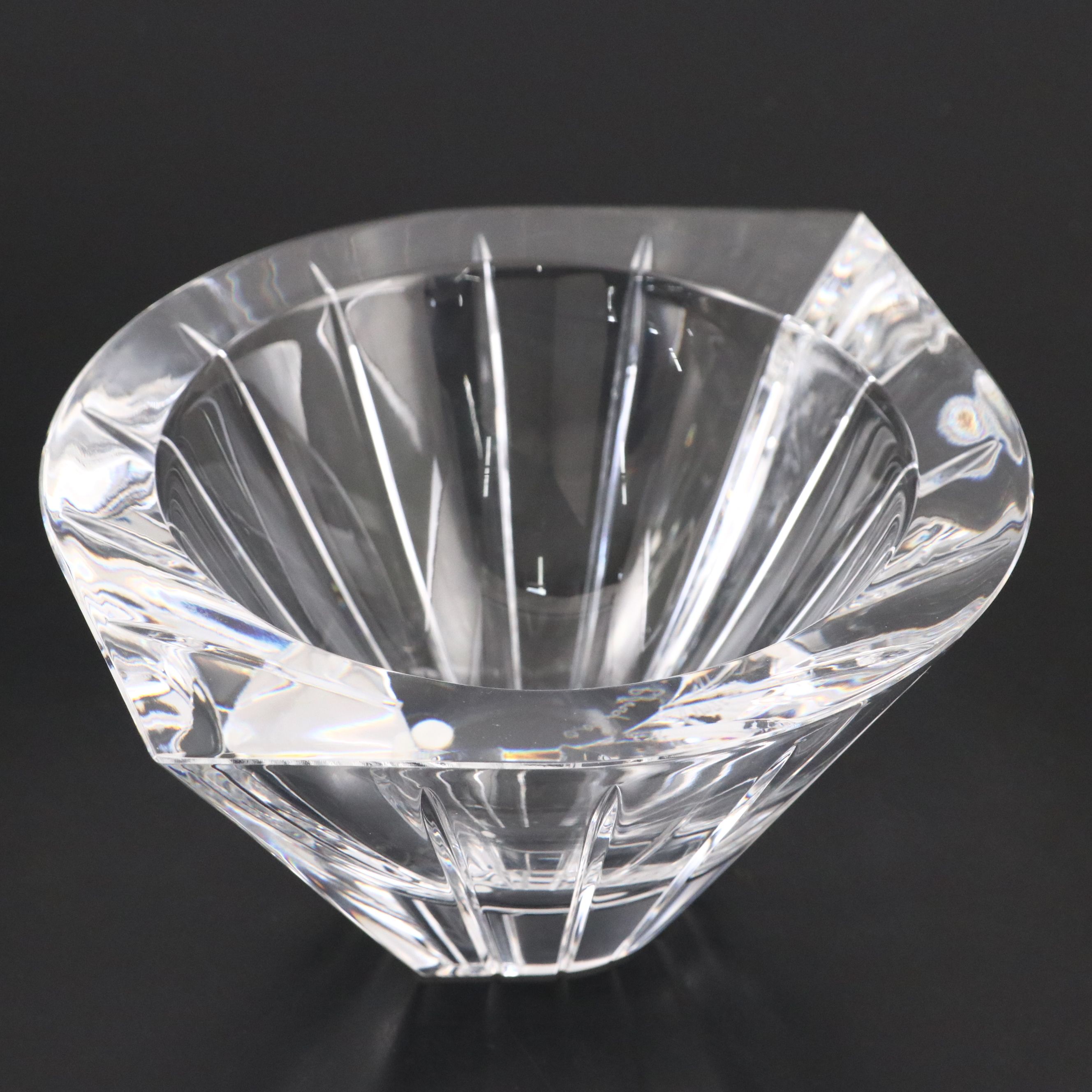 Orrefors "Marin" Crystal Bowl with Val St. Lambert "Gardenia" Candlestick Pair