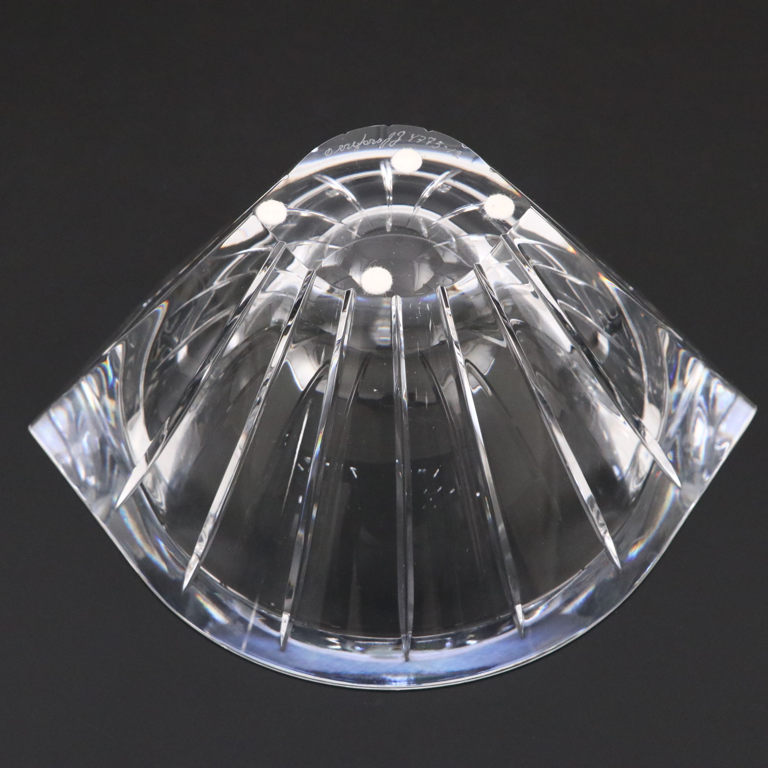 Orrefors "Marin" Crystal Bowl with Val St. Lambert "Gardenia" Candlestick Pair