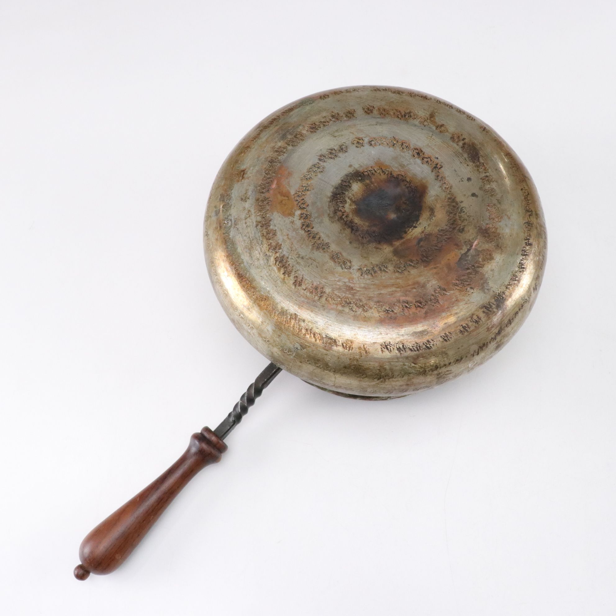 Middle Eastern Tinned Copper Pot with Silver Plate Basket, Cup, and Coffee Pot