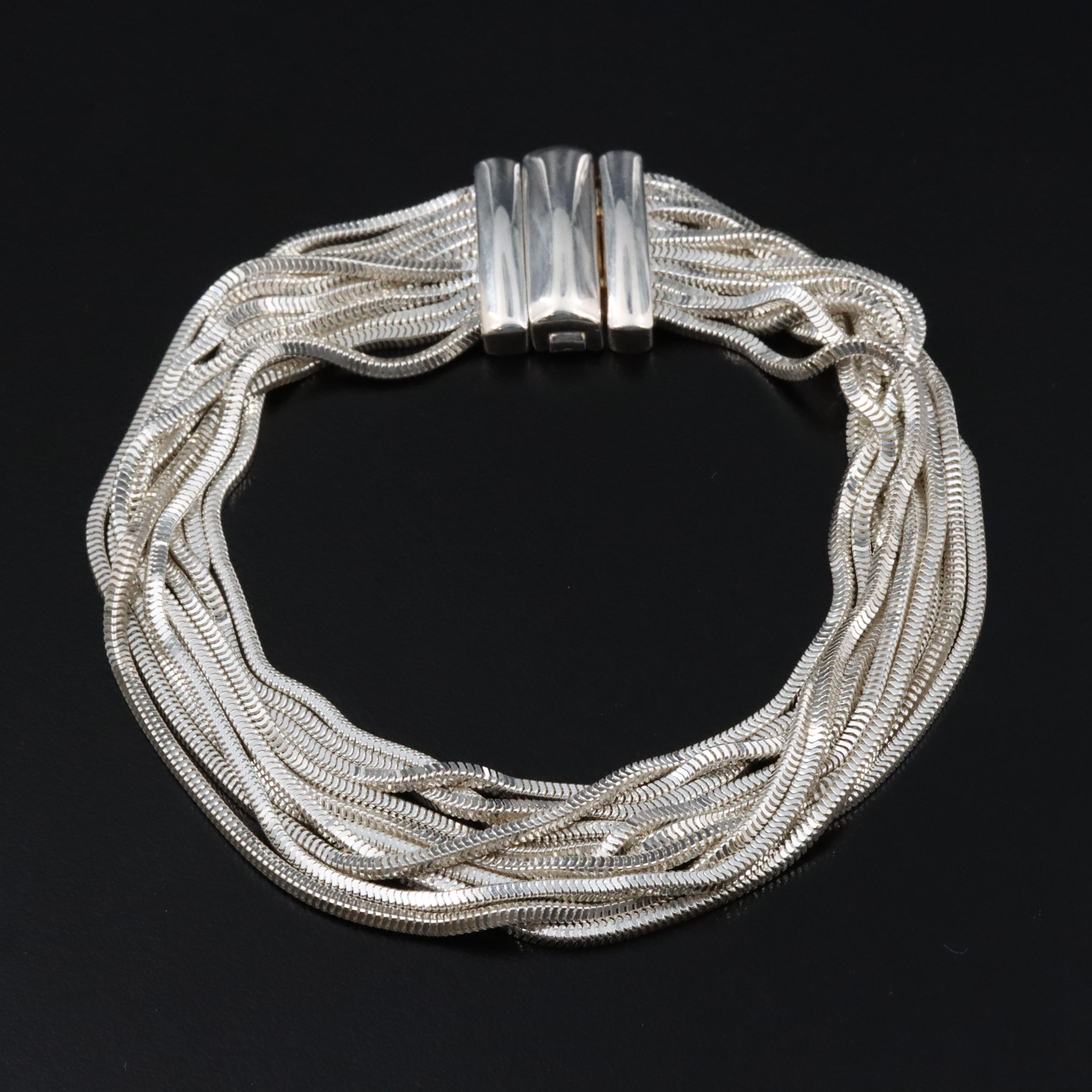 Milor Italian Sterling Multi-Strand Snake Chain Bracelet