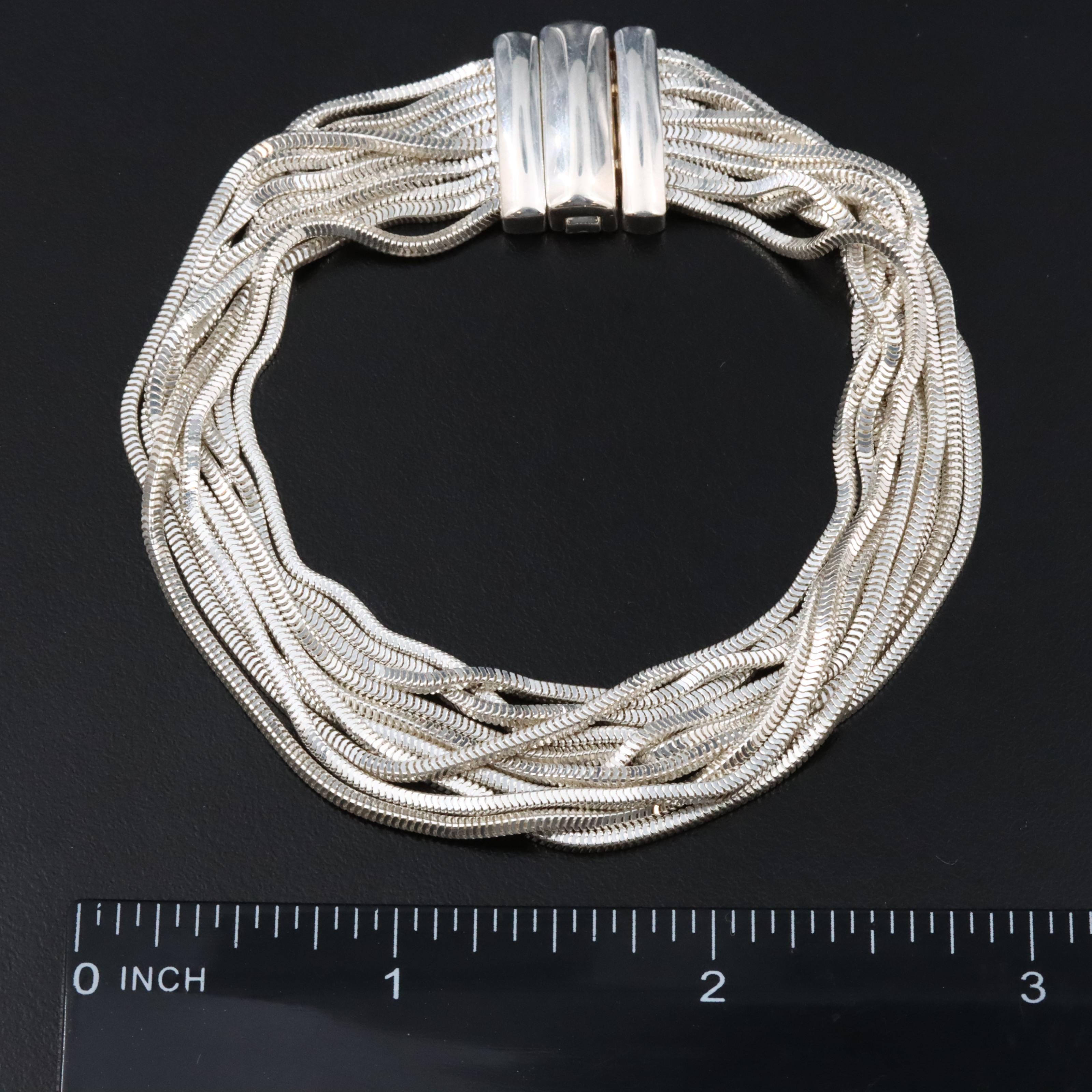 Milor Italian Sterling Multi-Strand Snake Chain Bracelet