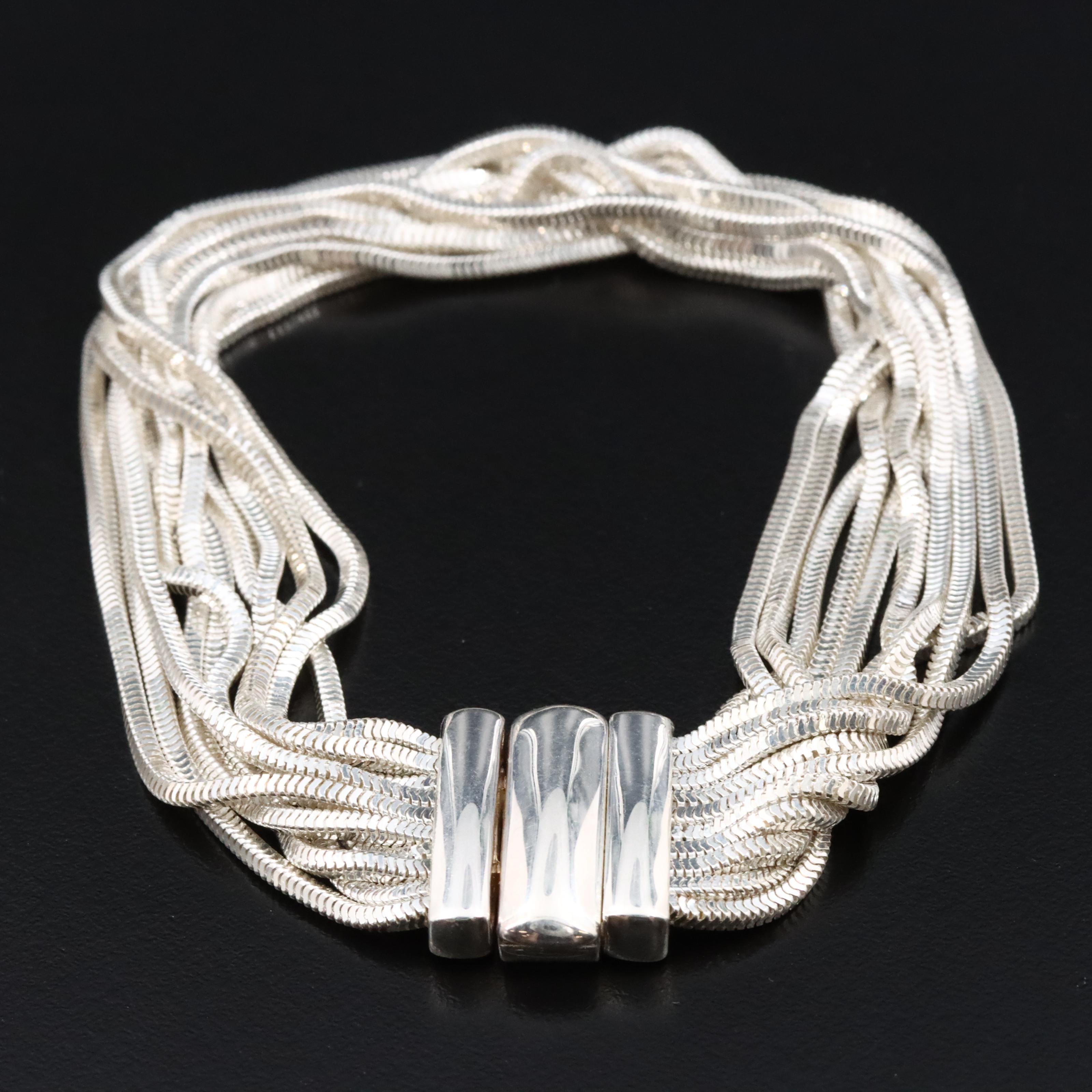 Milor Italian Sterling Multi-Strand Snake Chain Bracelet