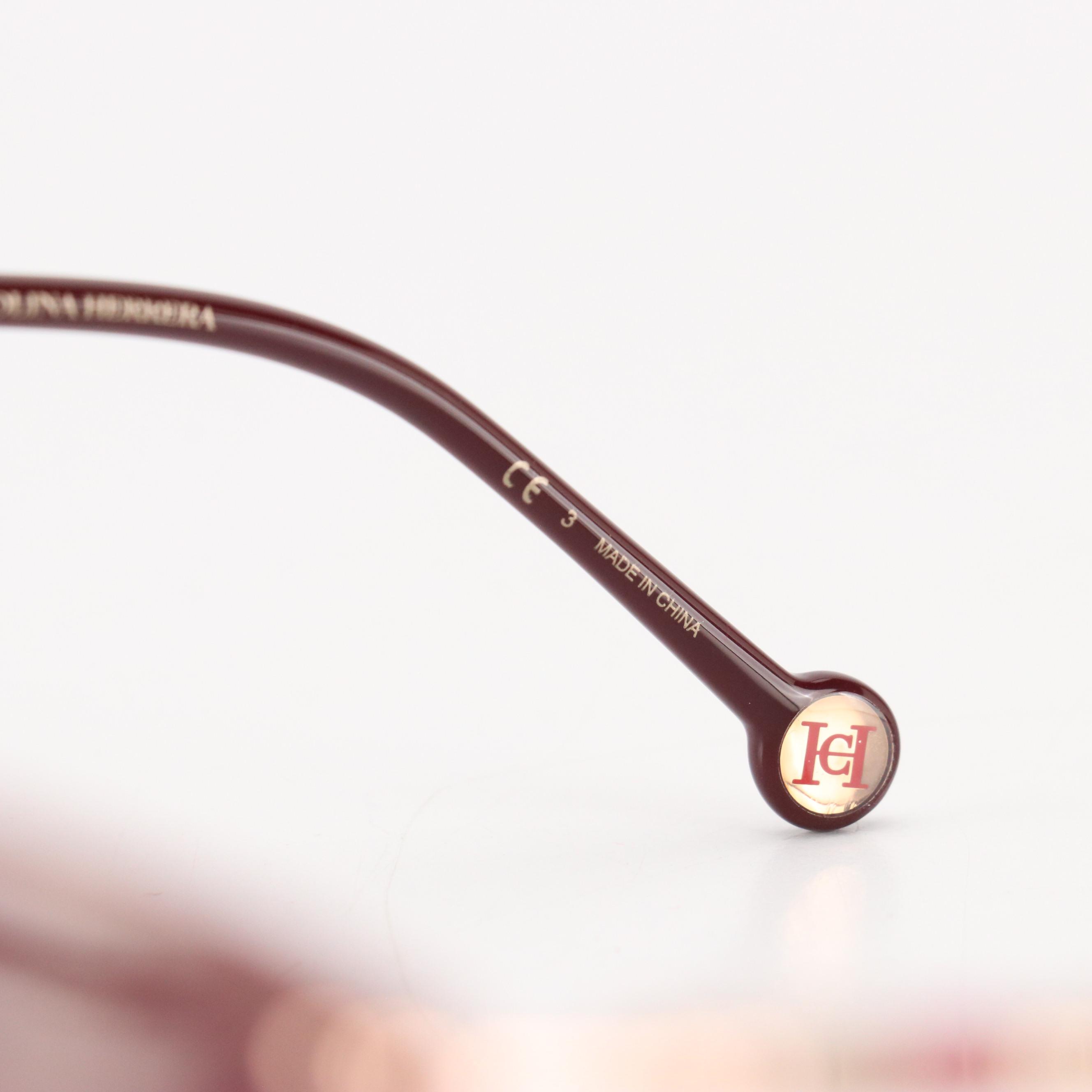 Carolina Herrera CH0036/S Burgundy and Gold Cat Eye Sunglasses with Case