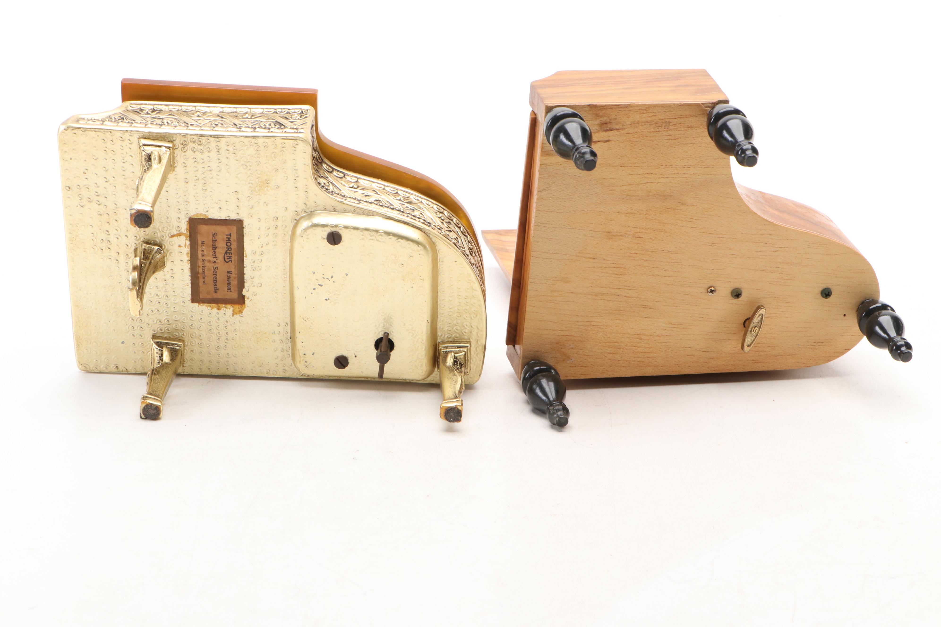 Thorens Cast Metal Piano Music Box with Other Wood Pianos and Toy Violin