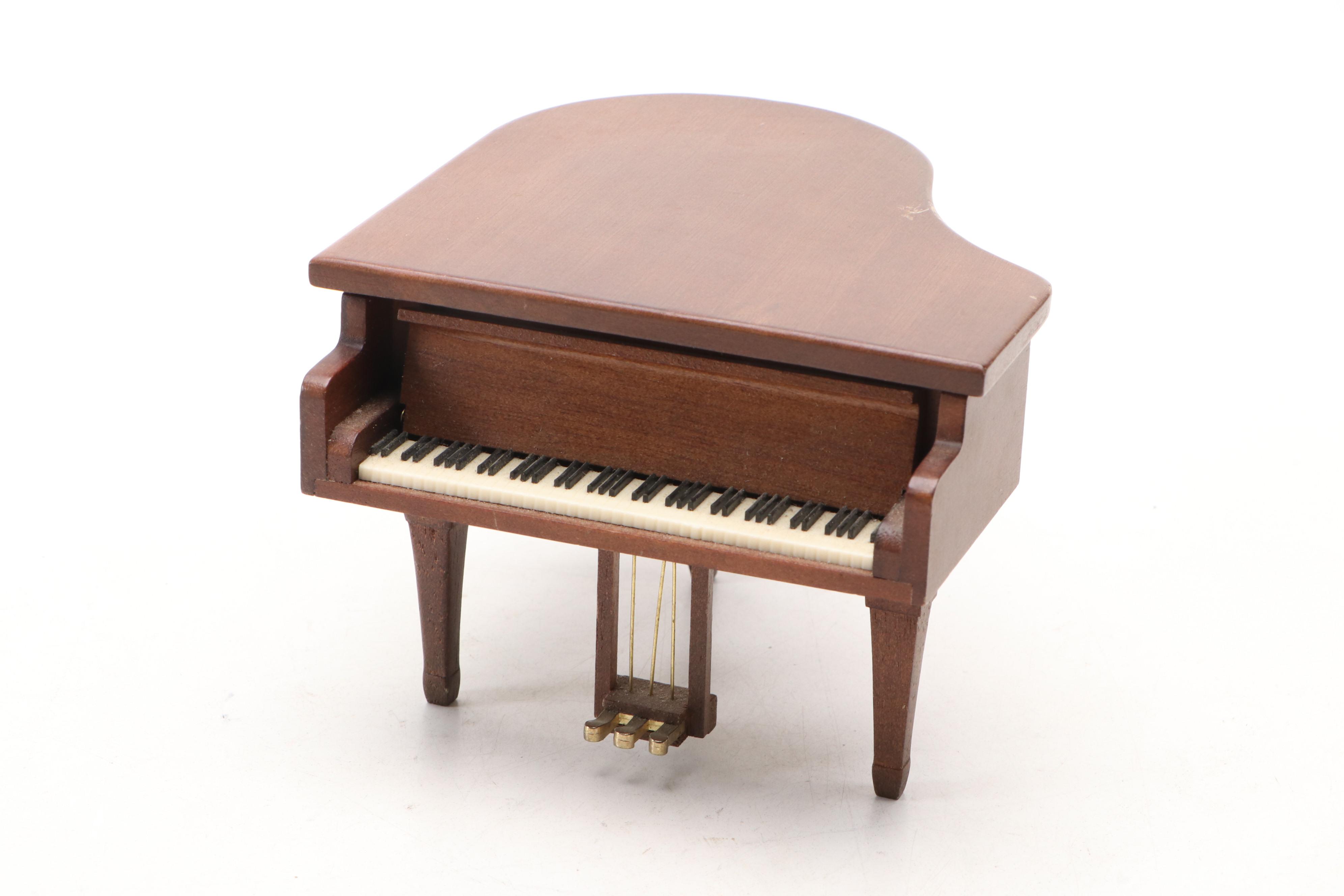 Thorens Cast Metal Piano Music Box with Other Wood Pianos and Toy Violin