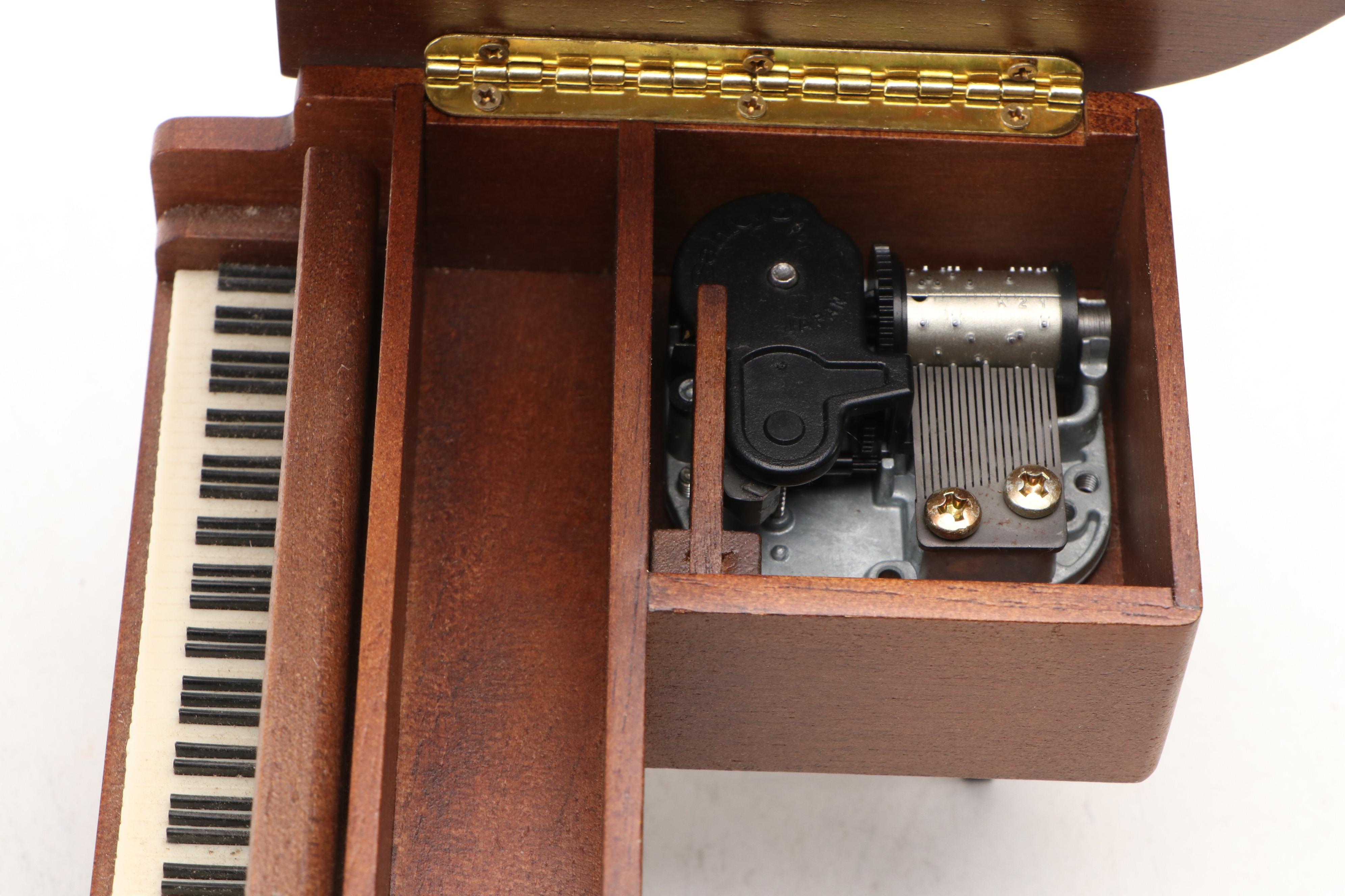 Thorens Cast Metal Piano Music Box with Other Wood Pianos and Toy Violin