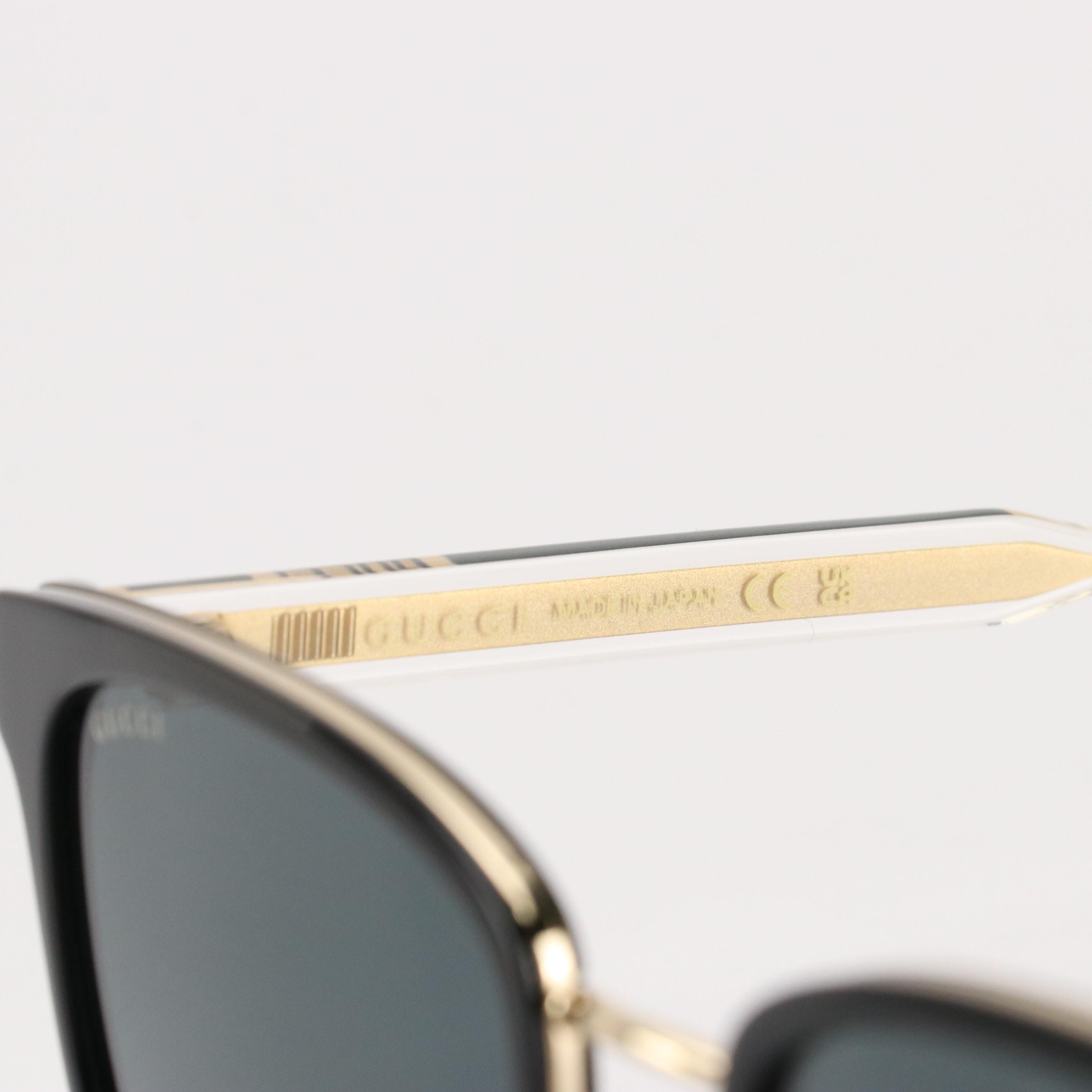 Men's Gucci GG056SKN Black Square Crystal Gray Lens Sunglasses with Case