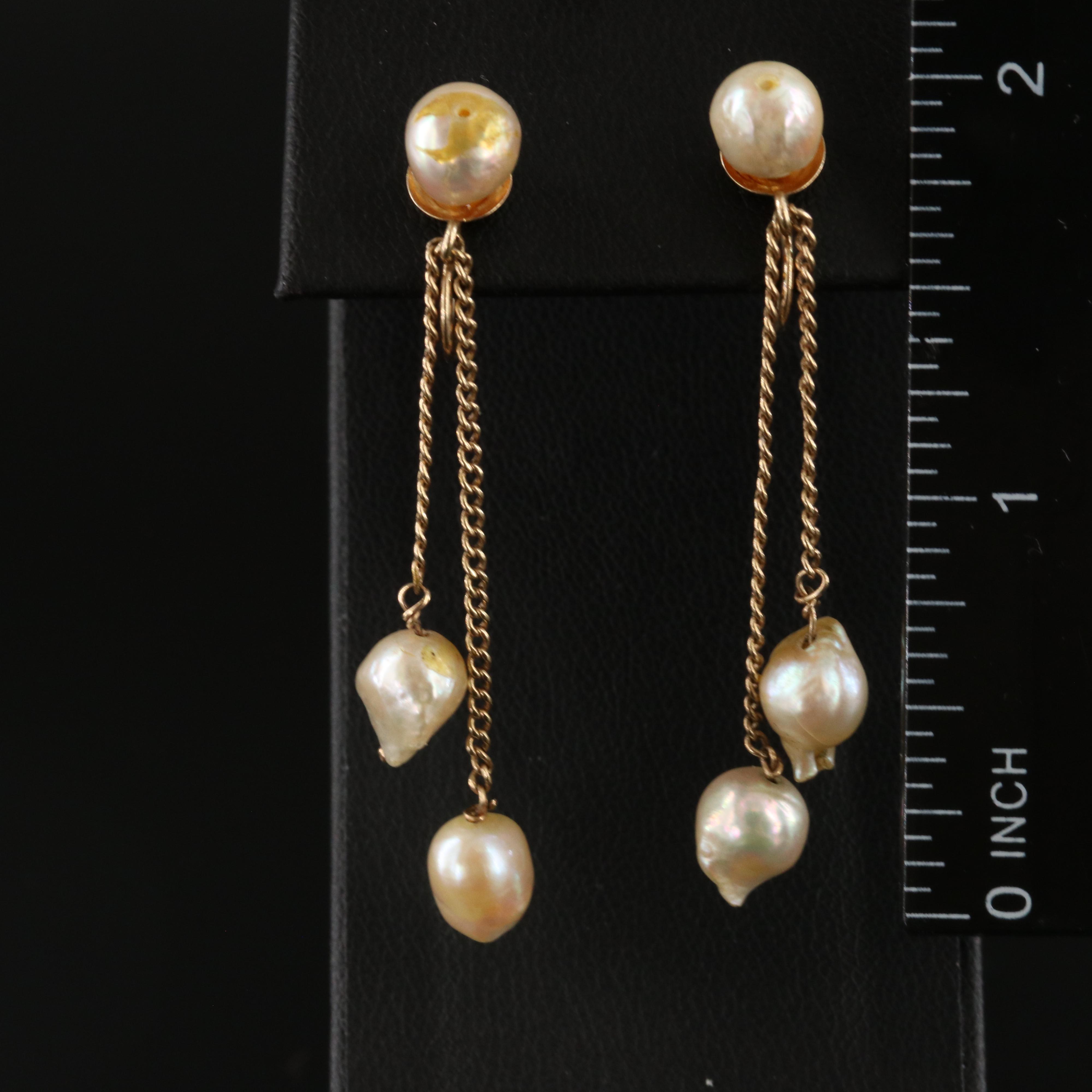 14K Pearl Drop Earrings