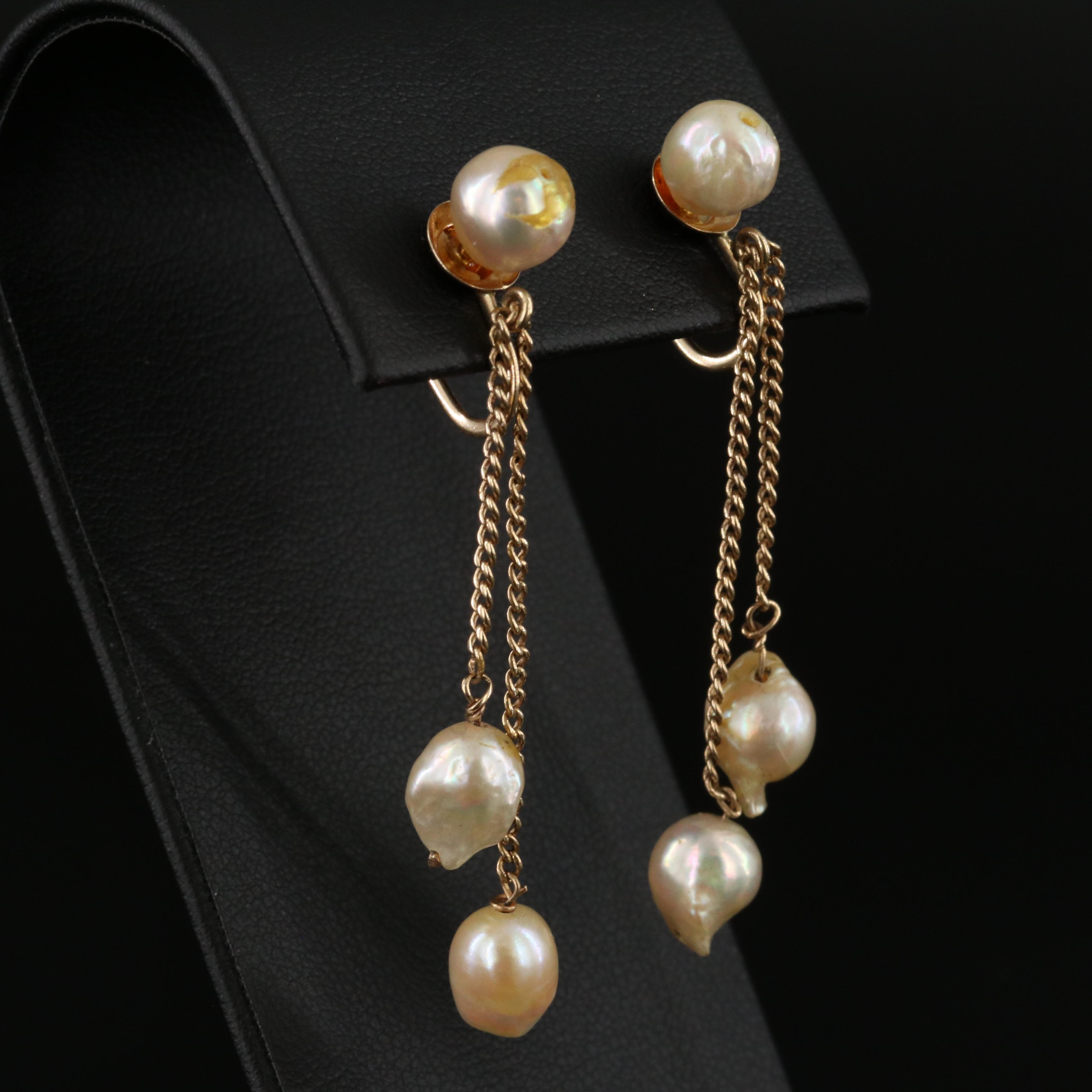 14K Pearl Drop Earrings