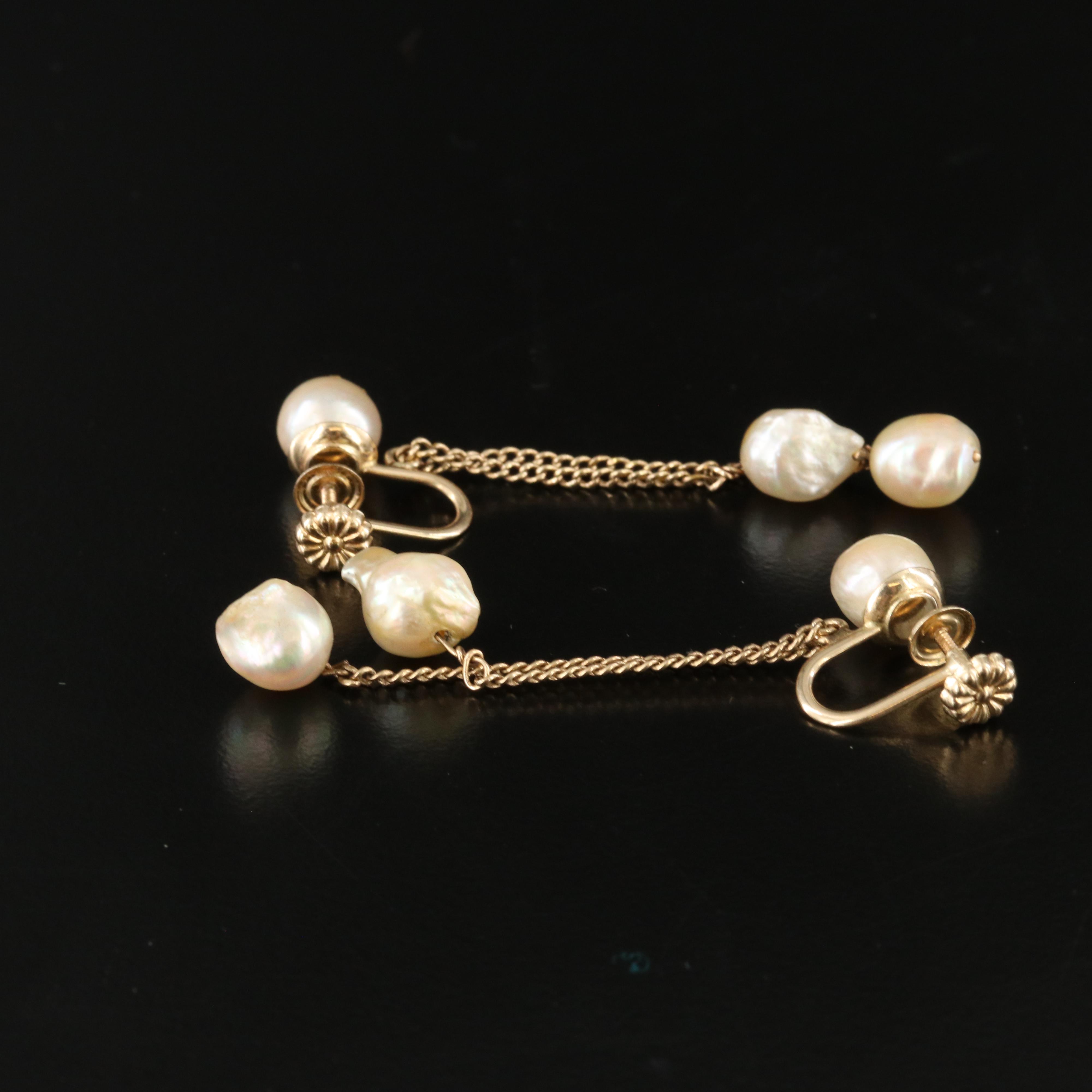 14K Pearl Drop Earrings
