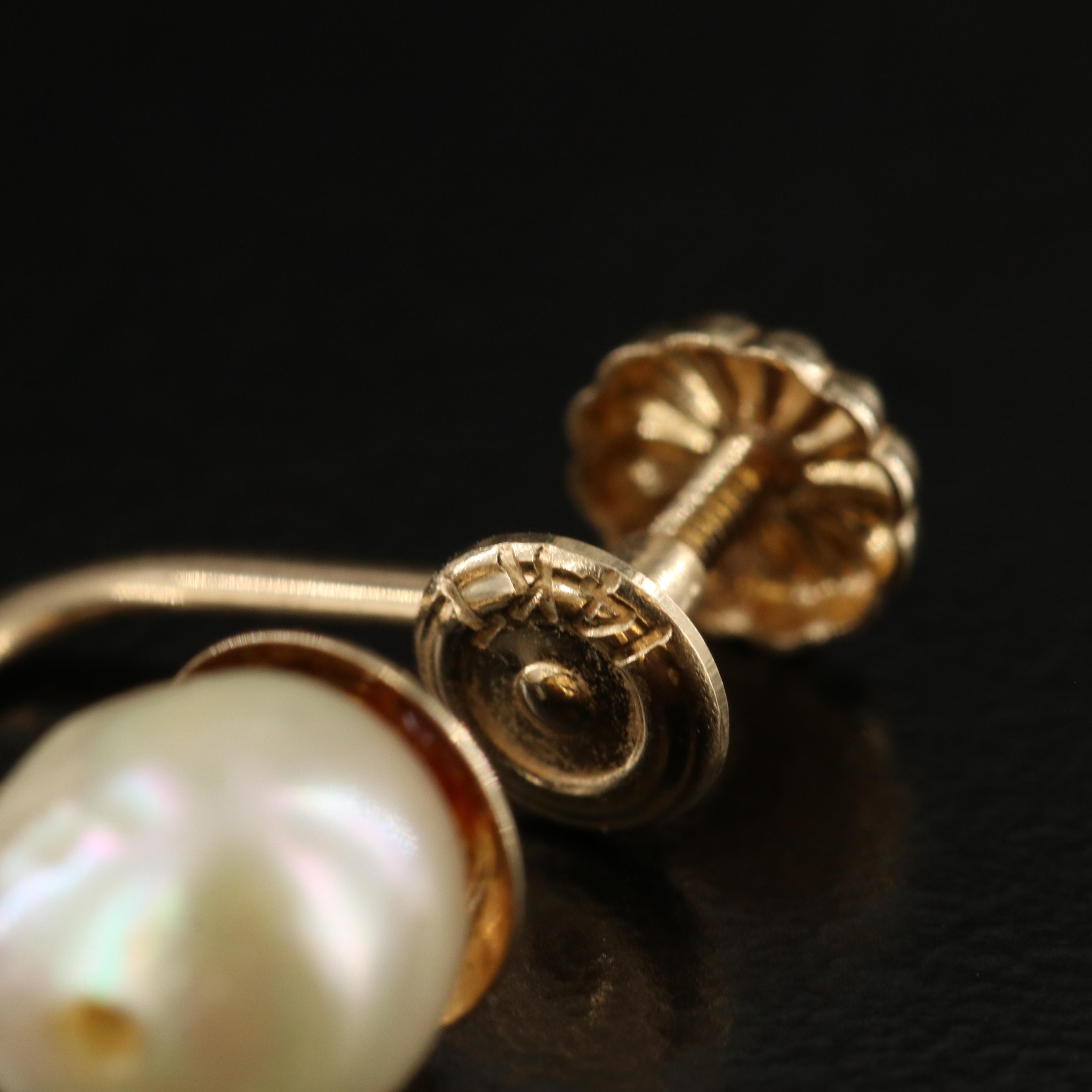 14K Pearl Drop Earrings