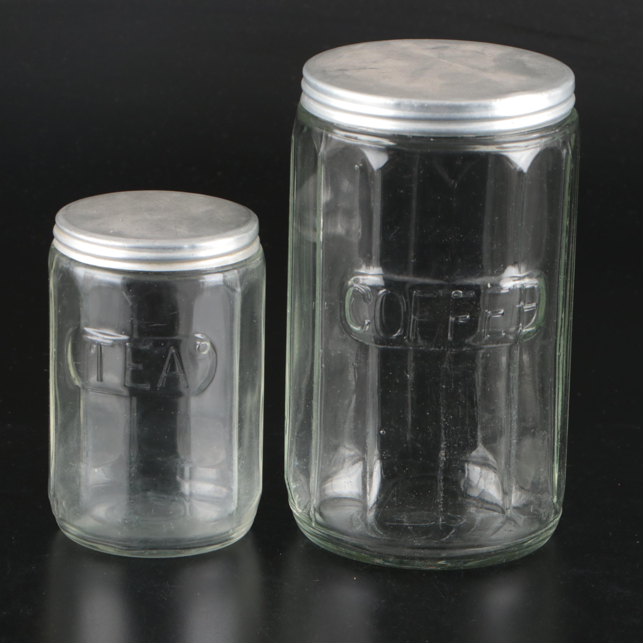 Vintage Recipe File Tin with Pyrex Mixing Bowl and Glass Storage Containers