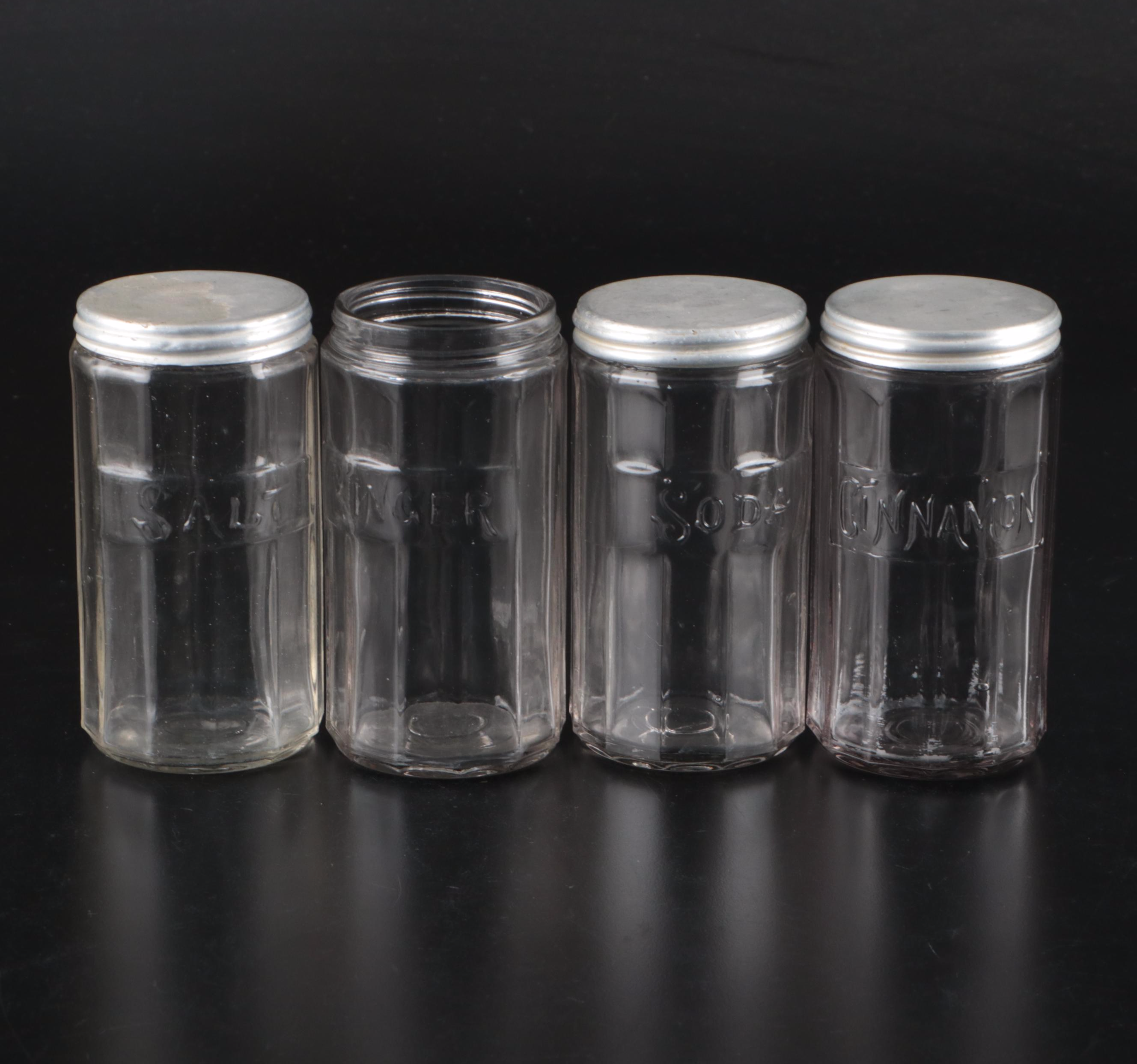 Vintage Recipe File Tin with Pyrex Mixing Bowl and Glass Storage Containers