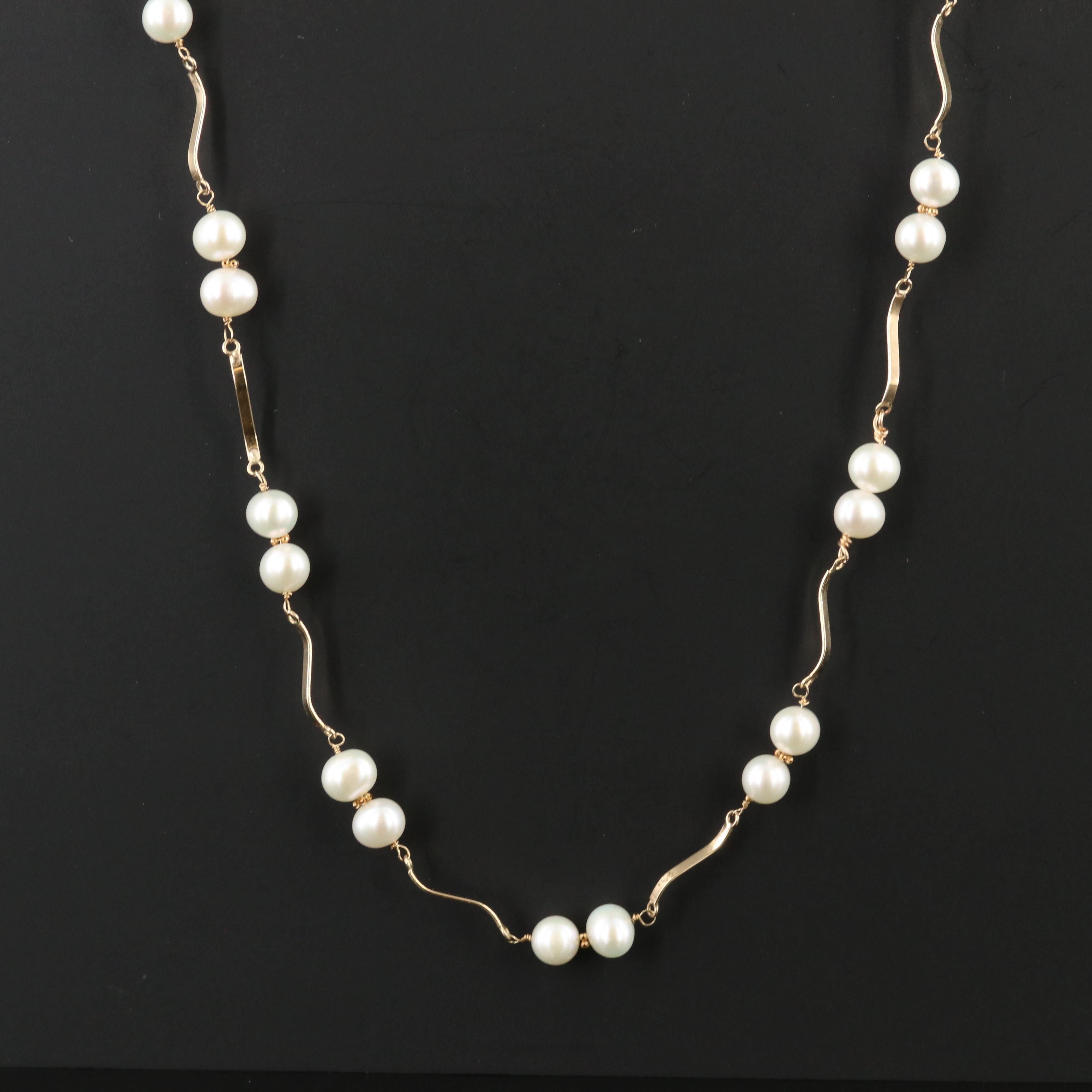 14K Pearl Station Necklace
