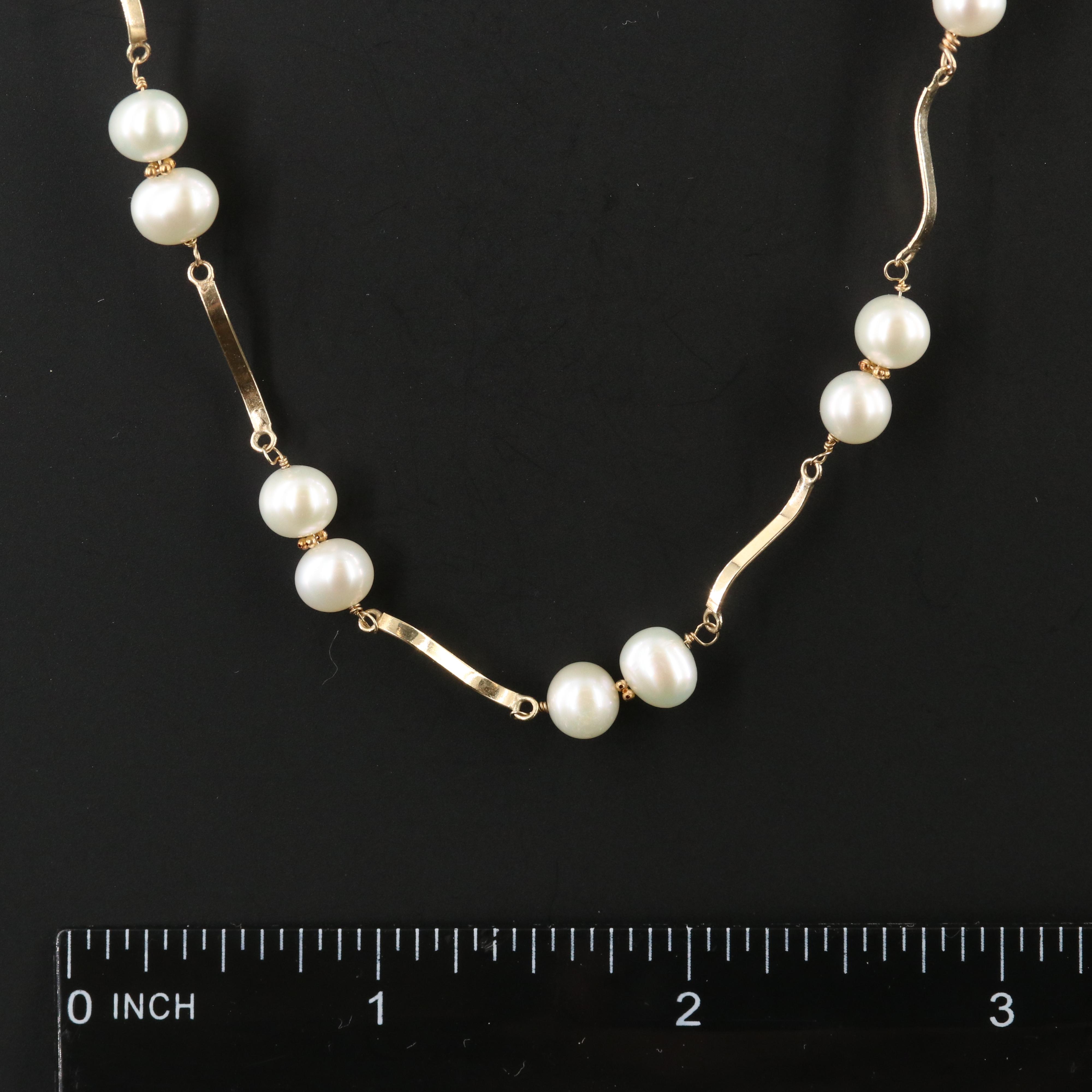 14K Pearl Station Necklace