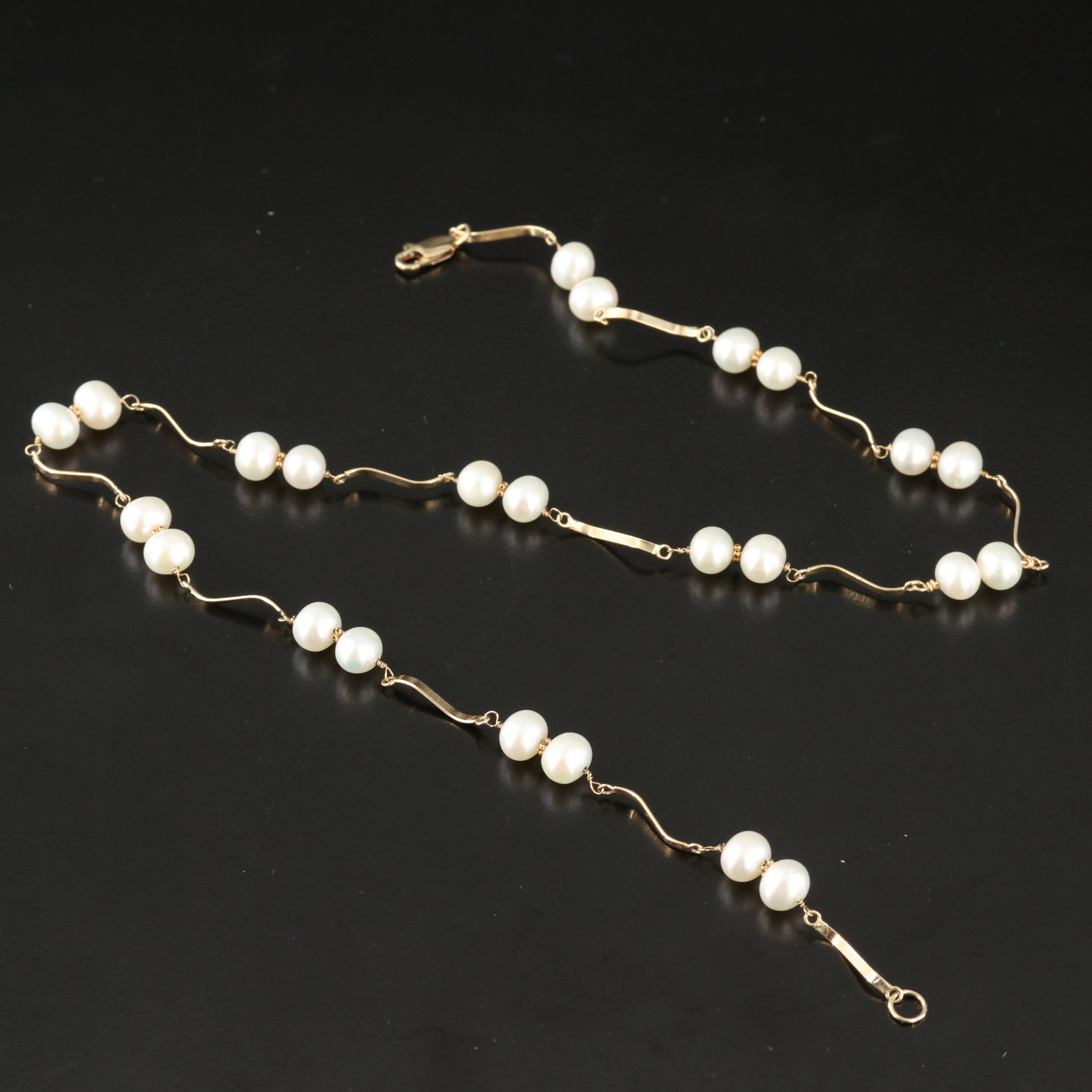 14K Pearl Station Necklace
