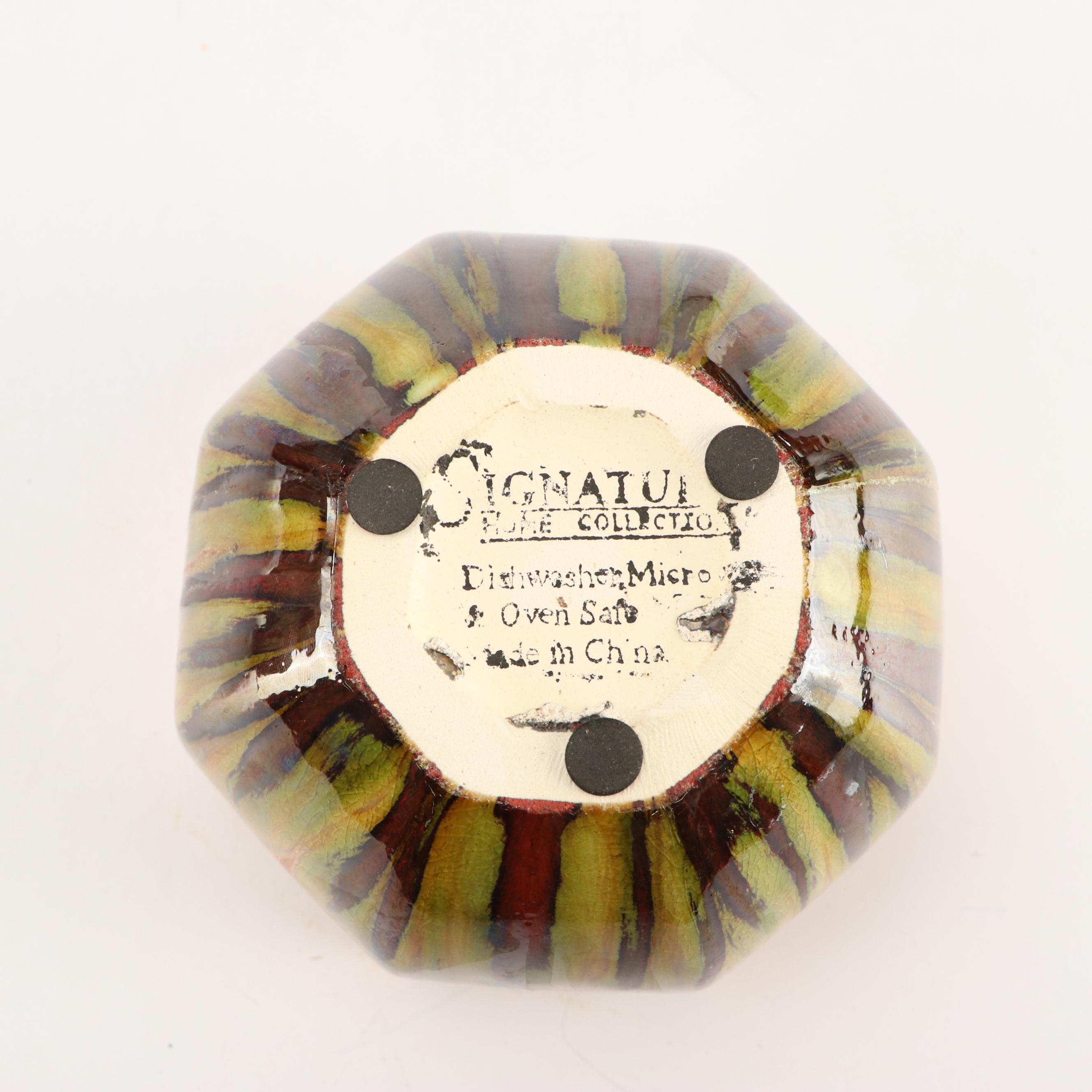 Ceramic Drip Glaze Vase and Bowls