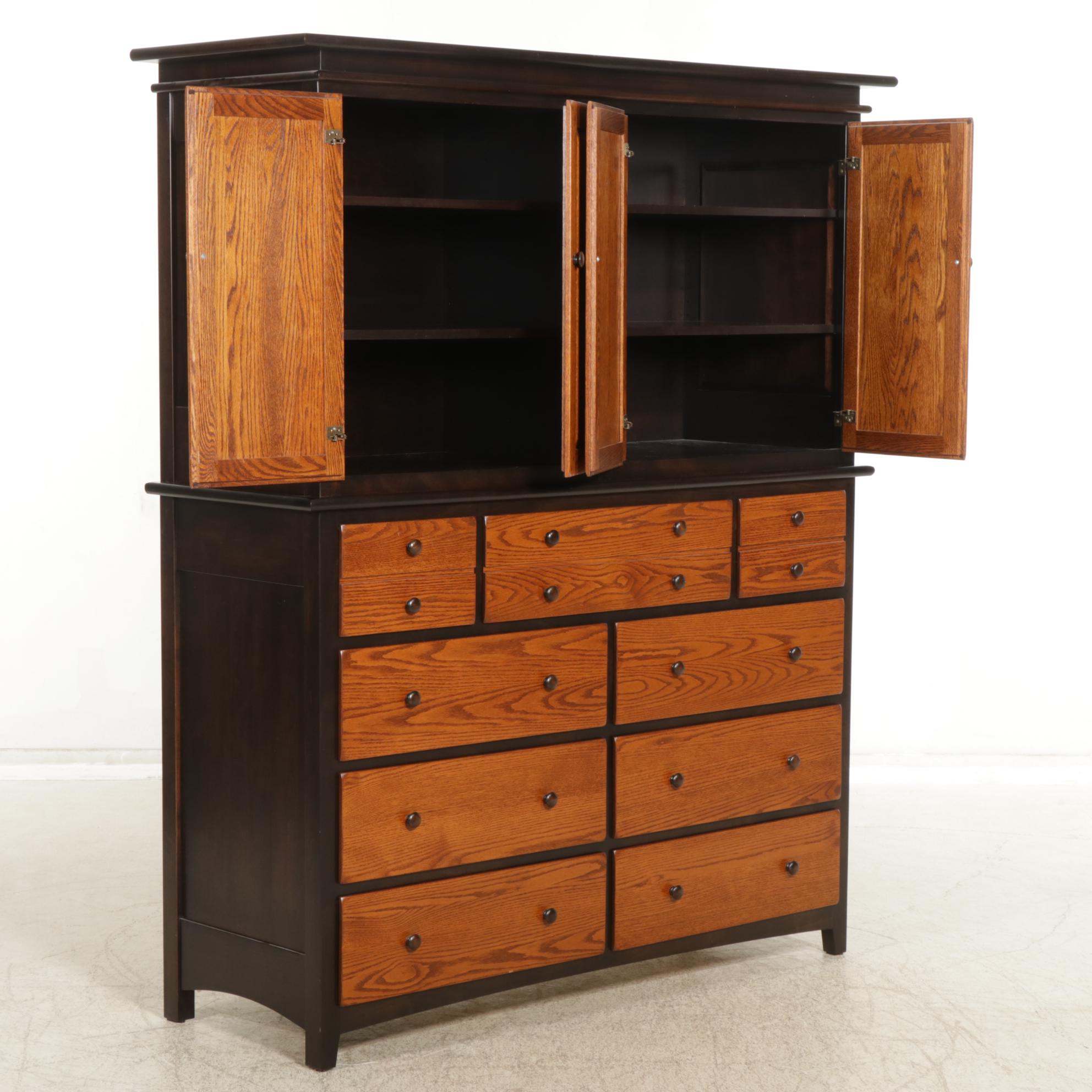 Amish-Made Maple and Oak Mule Chest, Late 20th to 21st Century