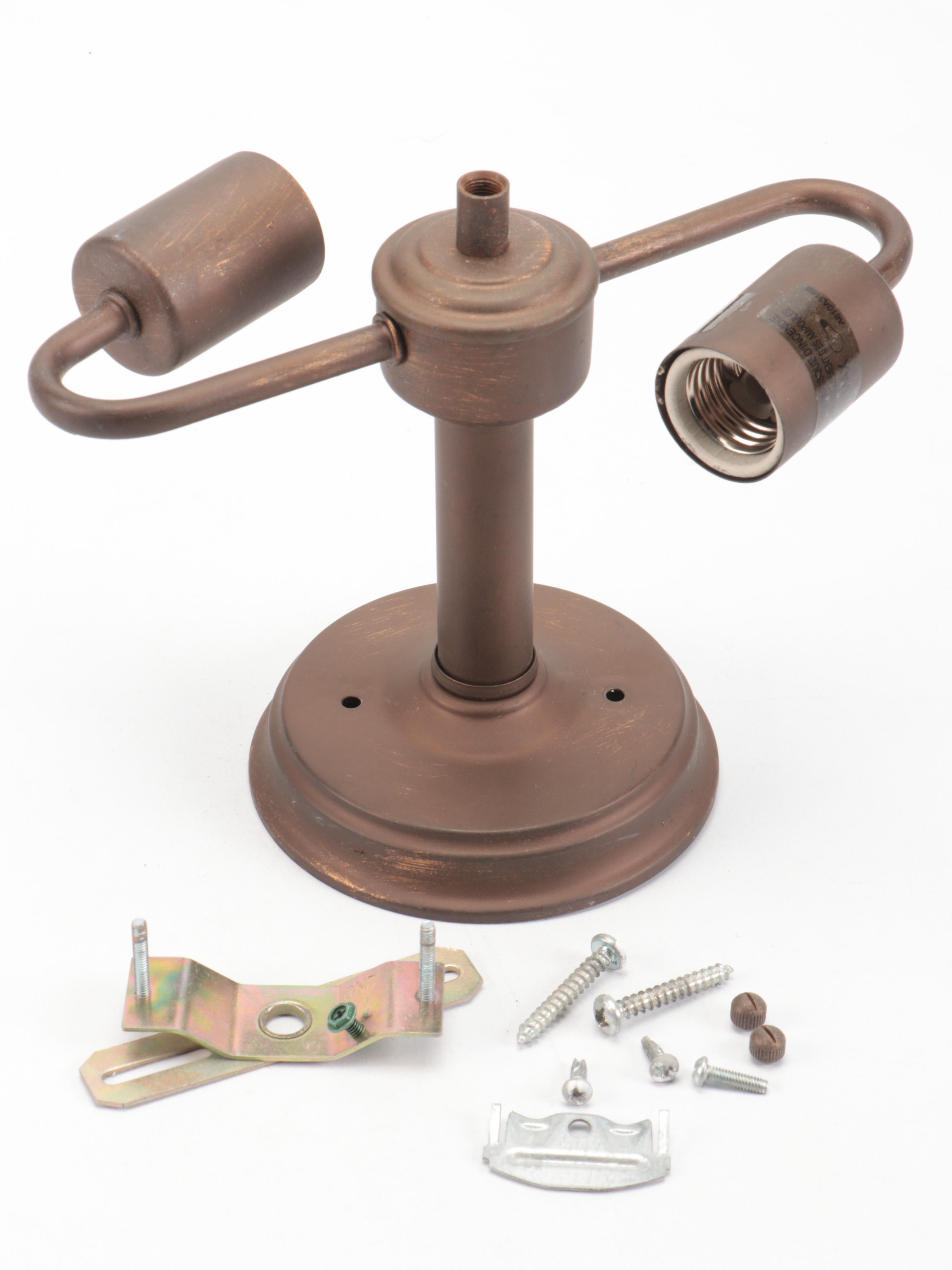 Art Nouveau Style Stained and Slag Glass Ceiling Light Fixture