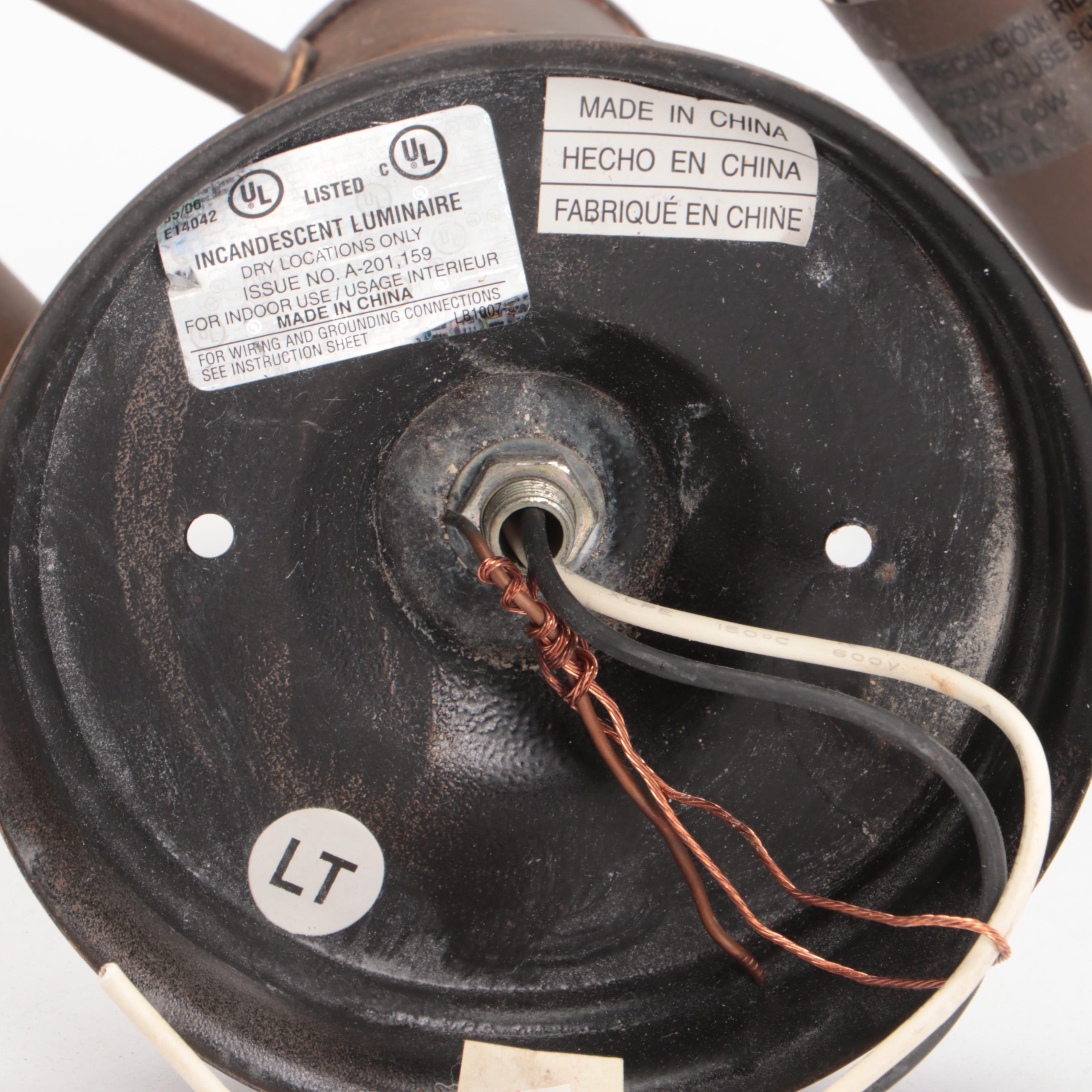 Art Nouveau Style Stained and Slag Glass Ceiling Light Fixture