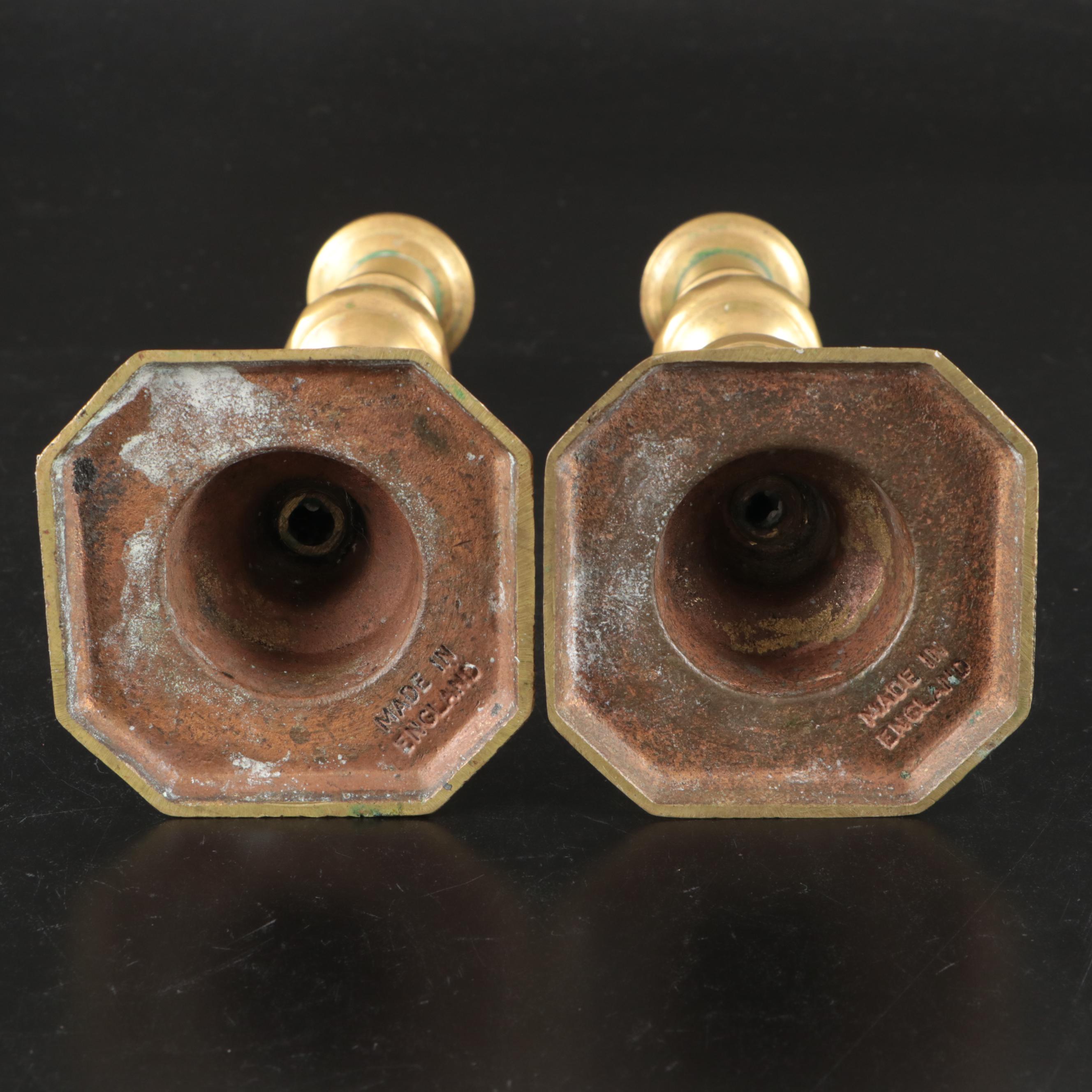 English Beehive and Other Brass Candlesticks