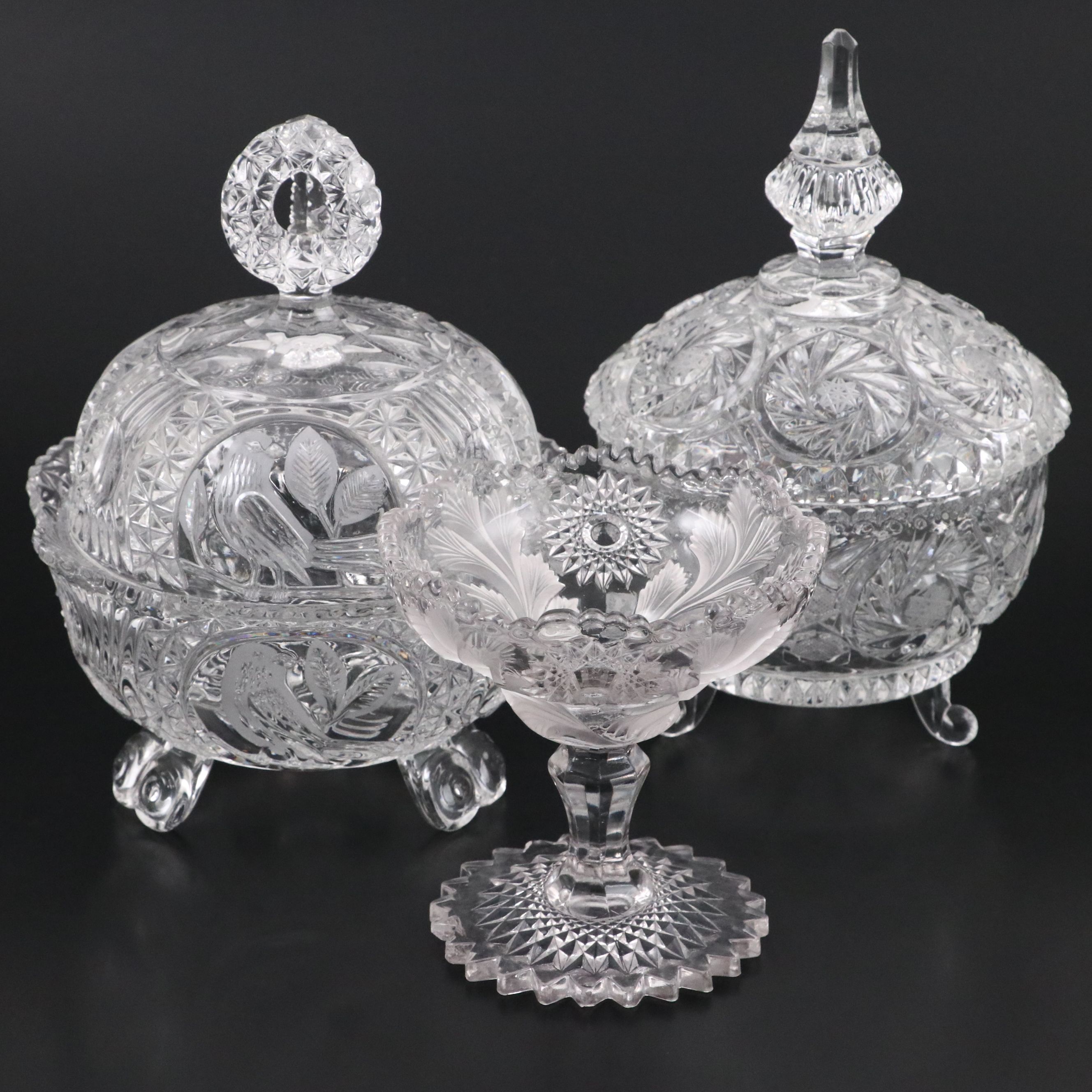 Hofbauer "The Byrdes" with Other Crystal Candy Dish and Brilliant Style Compote